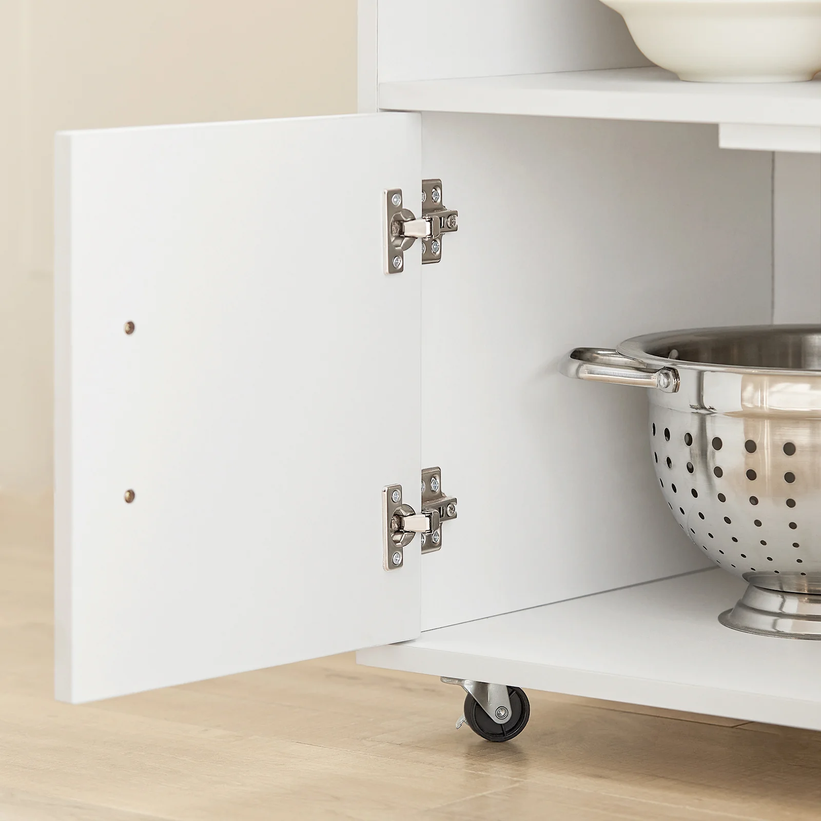 SoBuy FKW113-WN Keukentrolley op Wieltjes – Keukenopbergmeubel met Lade en Deurtjes – Wit, 75x46x83 cm - Image 9