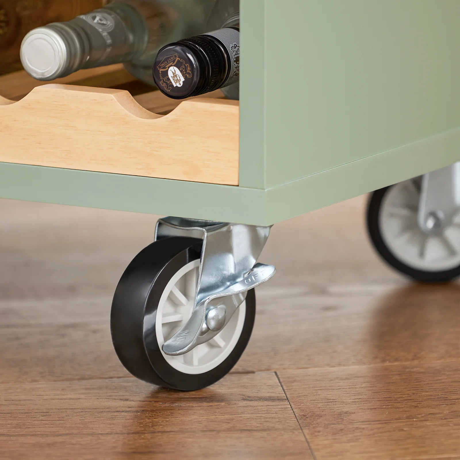 SoBuy FKW114-GR Mobiele Keukenkast met Houten Werkblad - Centrale Keukeneiland voor Eetkamer, Groen en Natuurlijk Design, 109 × 40 × 92 cm - Image 15