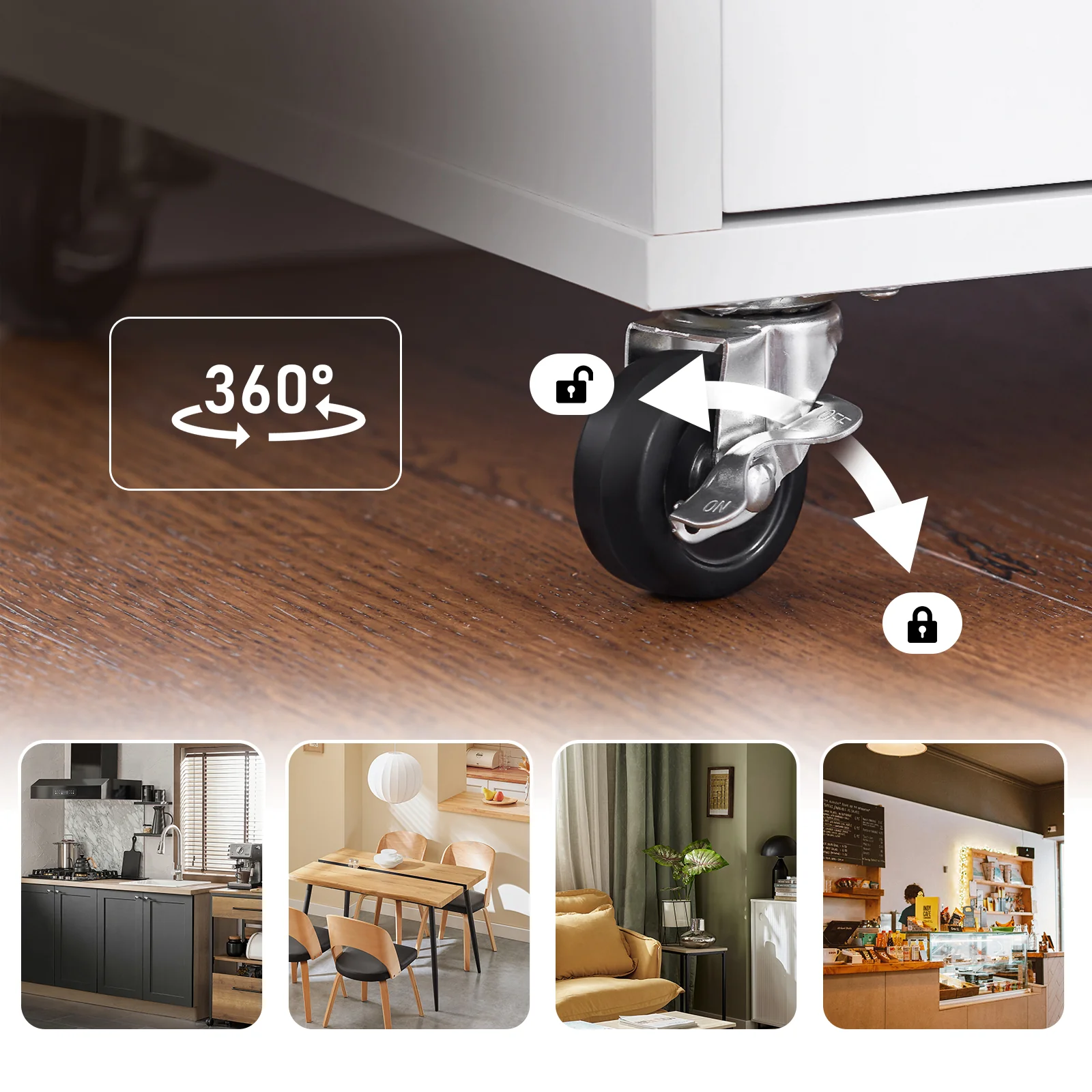 SoBuy FKW123-WN Keukentrolley met Wieltjes en Lades – Compact Keukeneiland met Opbergruimte, Houten Werkblad, Wit, 72×40×84 cm - Image 7
