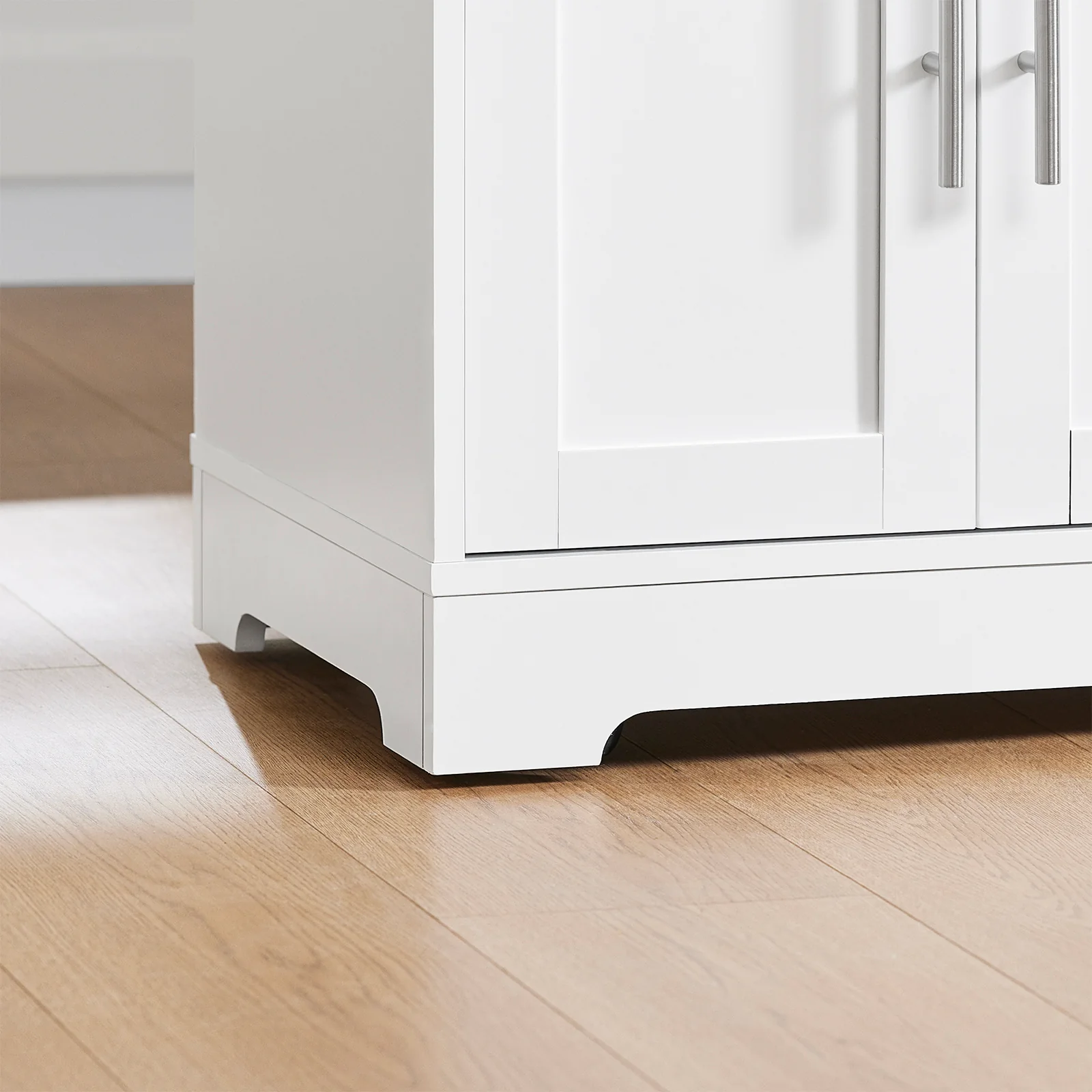Pre-order SoBuy FKW129-WN Keukentrolley op Wielen – Keukeneiland met Uitschuifbaar Werkblad, 2 Lades en Verstelbare Planken – Mobiele Keukenwagen of Eettafelkast, Wit 113x91x(44-69) cm - Image 13