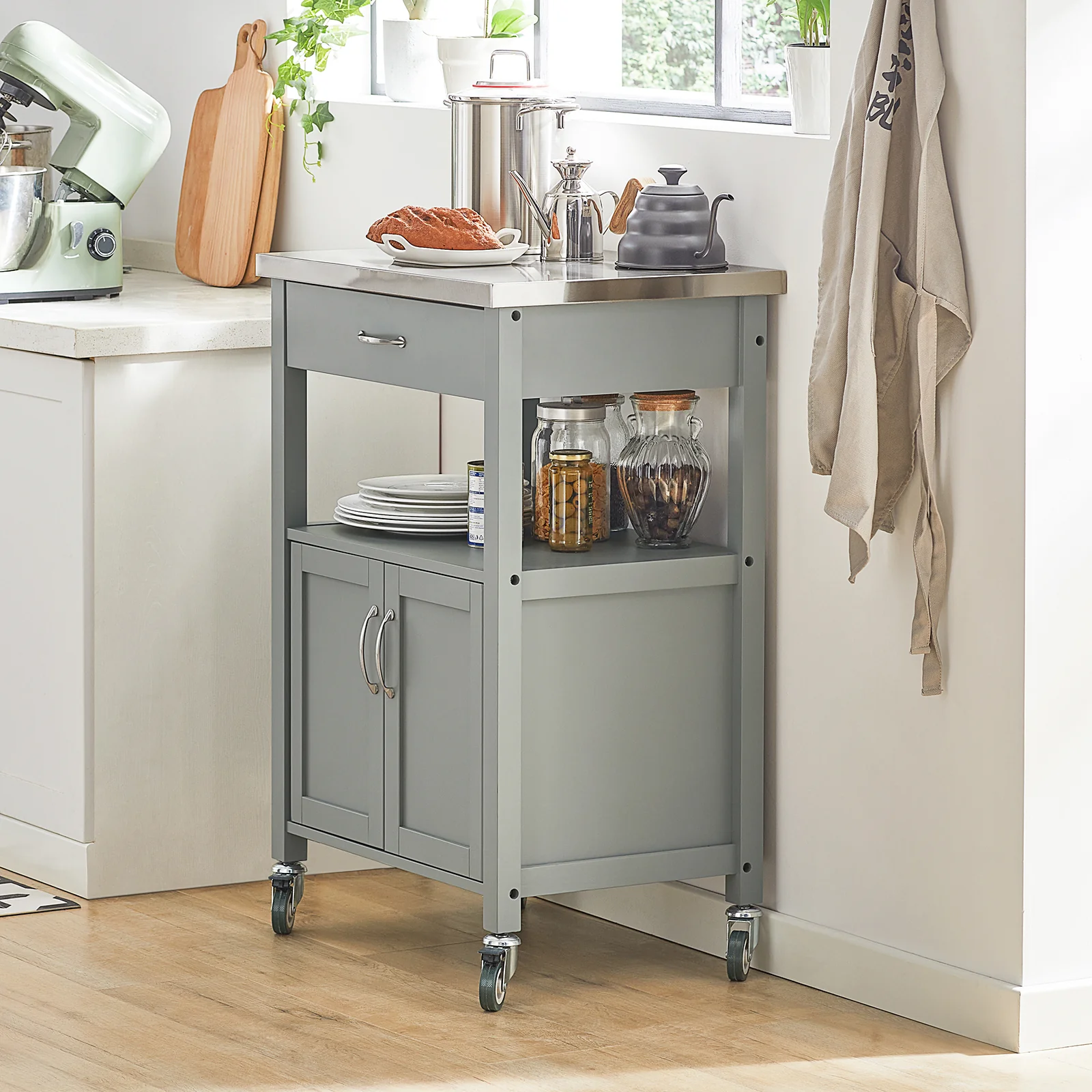 SoBuy FKW22-HG Keukentrolley - Keukenkast - Opbergruimte - Wielen - Kantoor - Servies - Multifunctioneel - Image 13