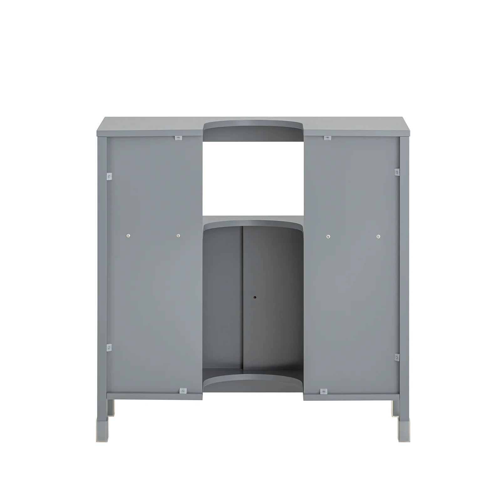 SoBuy FRG128-II-SG Wastafelonderkast, badkamermeubel, badkamerkast met voetkussen, wastafel, onderkast staalgrijs - Image 15