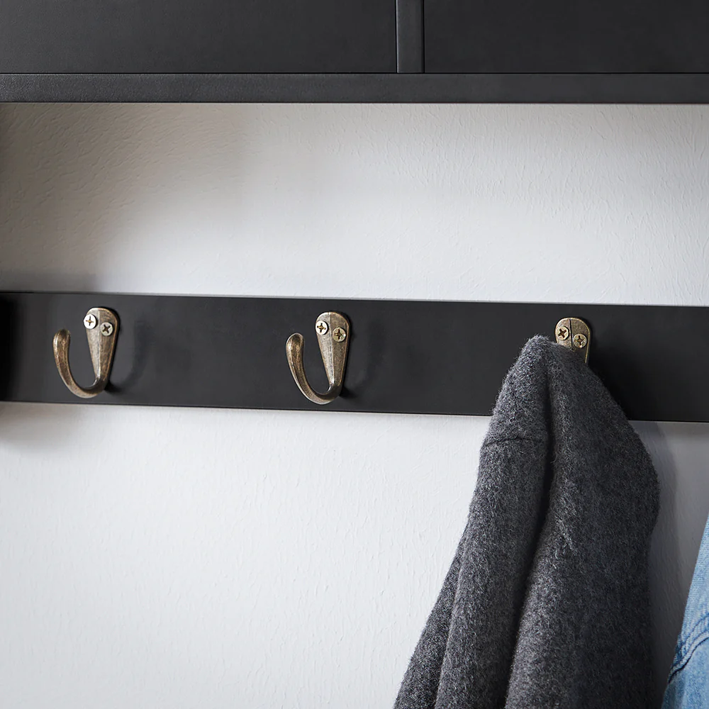 SoBuy FRG178-SCH Wandkast Wandgarderobe Wandgarderobe Wandkast Garderobelijst Hangrek met 2 laden en 5 haken - Image 8