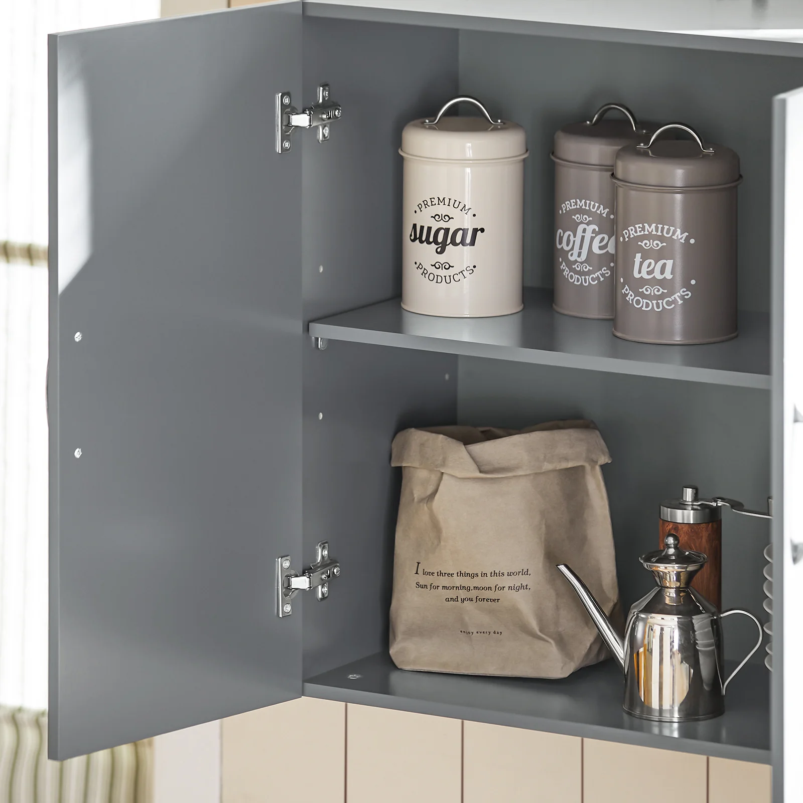 SoBuy FRG231-DG Wandkast, hangkast met 2 deuren, hangkast voor badkamer, met verstelbare plank, - Image 10