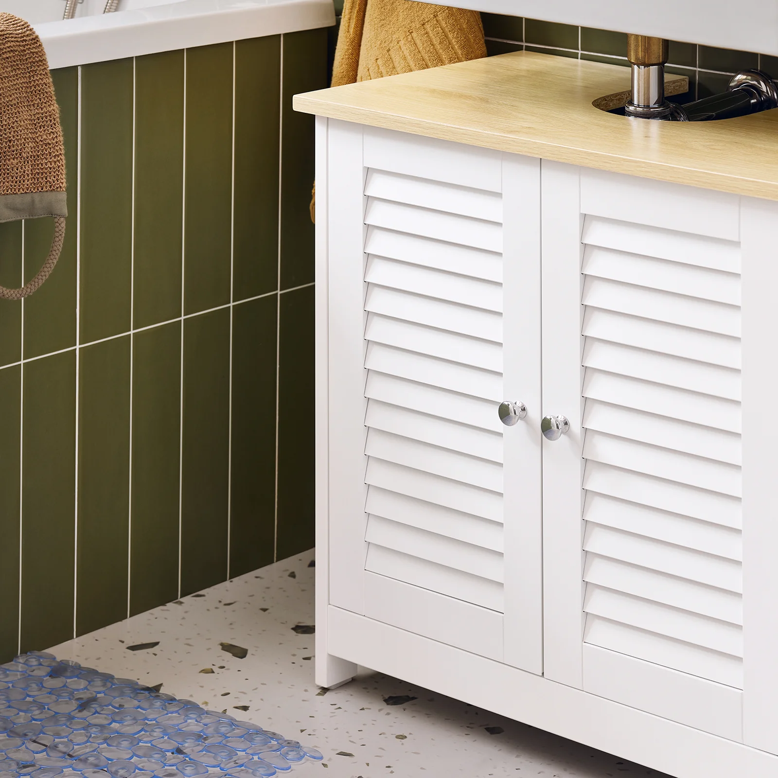 Pre-order SoBuy FRG237-WN Wastafelonderkast badkamermeubel onderkast in wit natuur BHT ca. 60x59x35cm - Image 7