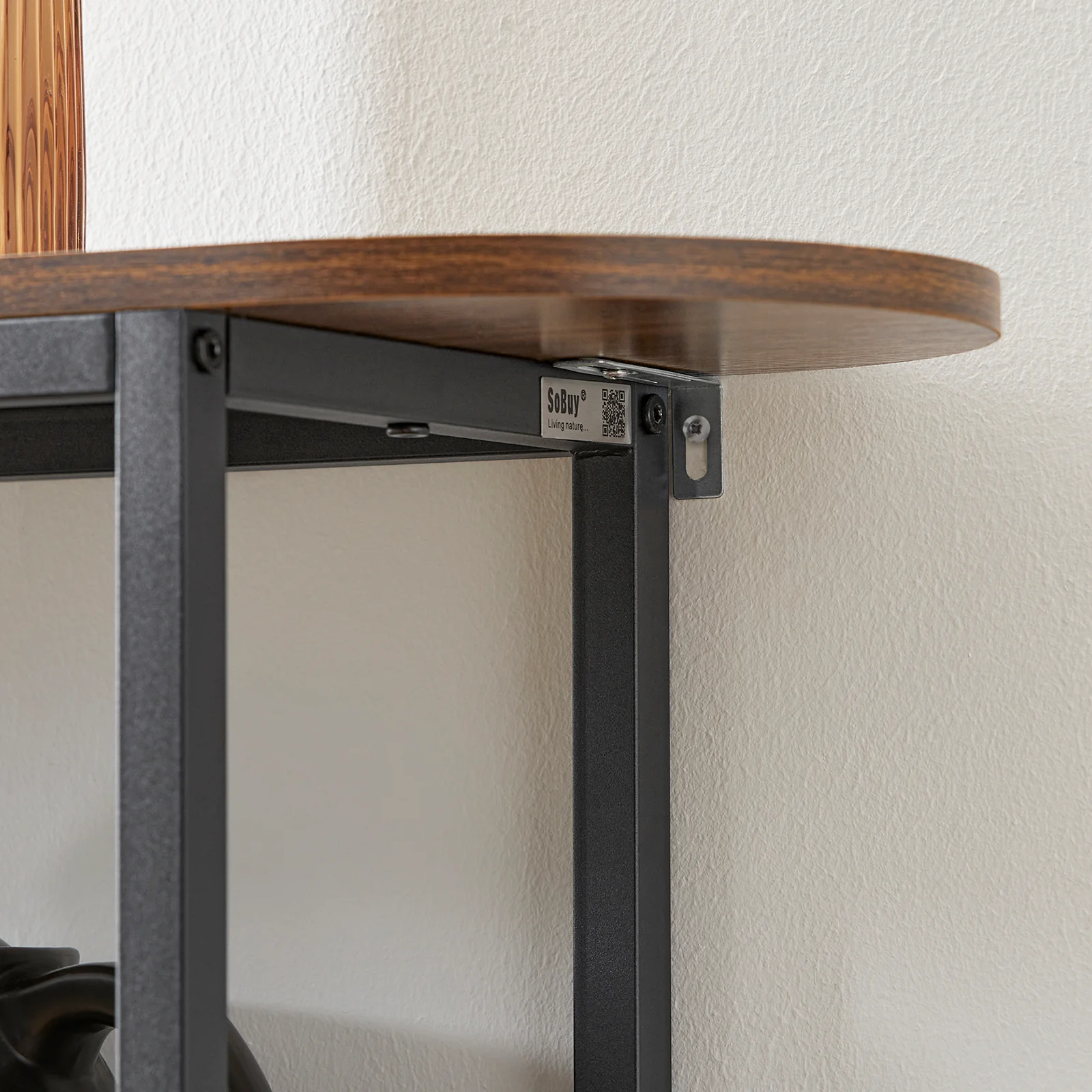 SoBuy FSB67-WS Console Tafel - Entreetafel - Bijzettafel - Wandtafel - Haltafel met 2 Opbergvakken - Stalen Frame - Image 11