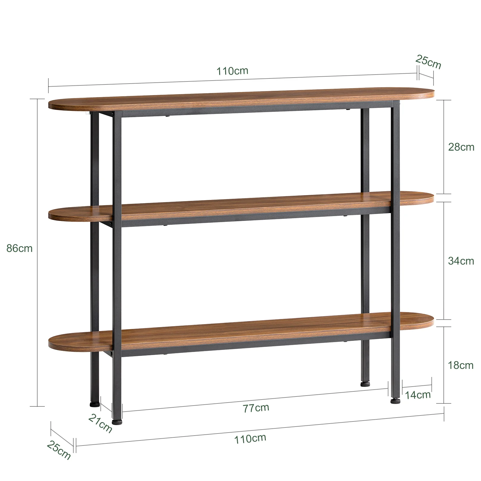 SoBuy FSB67-WS Console Tafel - Entreetafel - Bijzettafel - Wandtafel - Haltafel met 2 Opbergvakken - Stalen Frame - Image 5