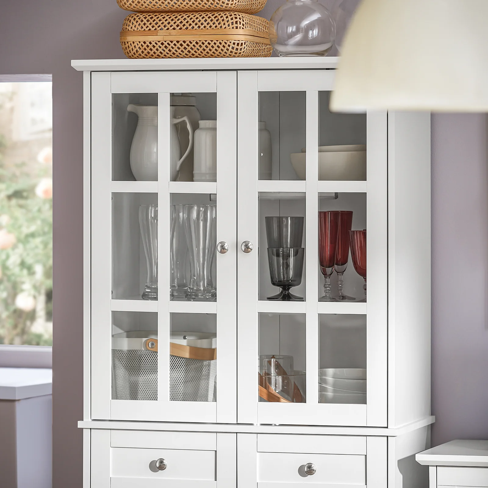 SoBuy FSB76-W Dressoir, Buffet, Keukenkast, Keukenmeubel, Commode, Consolemeubel, Opbergkast met Meerdere Opbergruimtes, voor Keuken, Eetkamer, Woonkamer met 4 Deuren en 2 Lades, 75x40x175 cm, Wit - Image 12