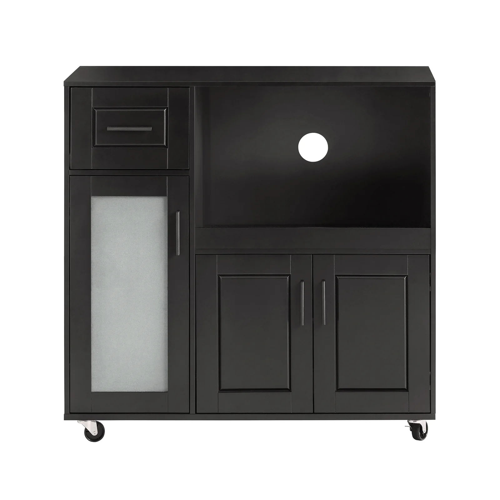SoBuy FSB78-SCH Keuken Kast op Wieltjes met 3 Deuren, 1 Lade en 1 Compartiment - Ideaal voor Magnetron, Oven en Keukengerei - Image 12