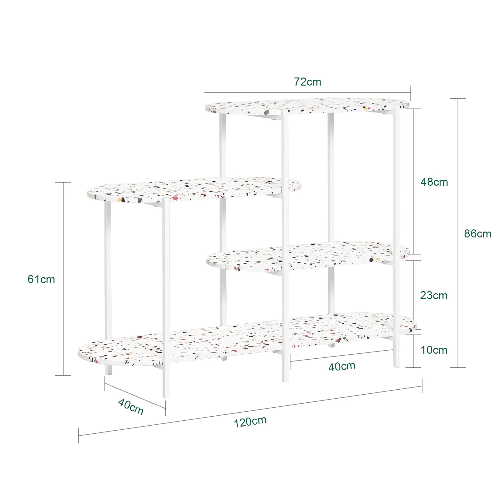SoBuy FSB89-W Console Tafel, Entreetafel, Bijzettafel, Wandtafel, Haltafel, Opbergplank met 4 Planken - Image 5