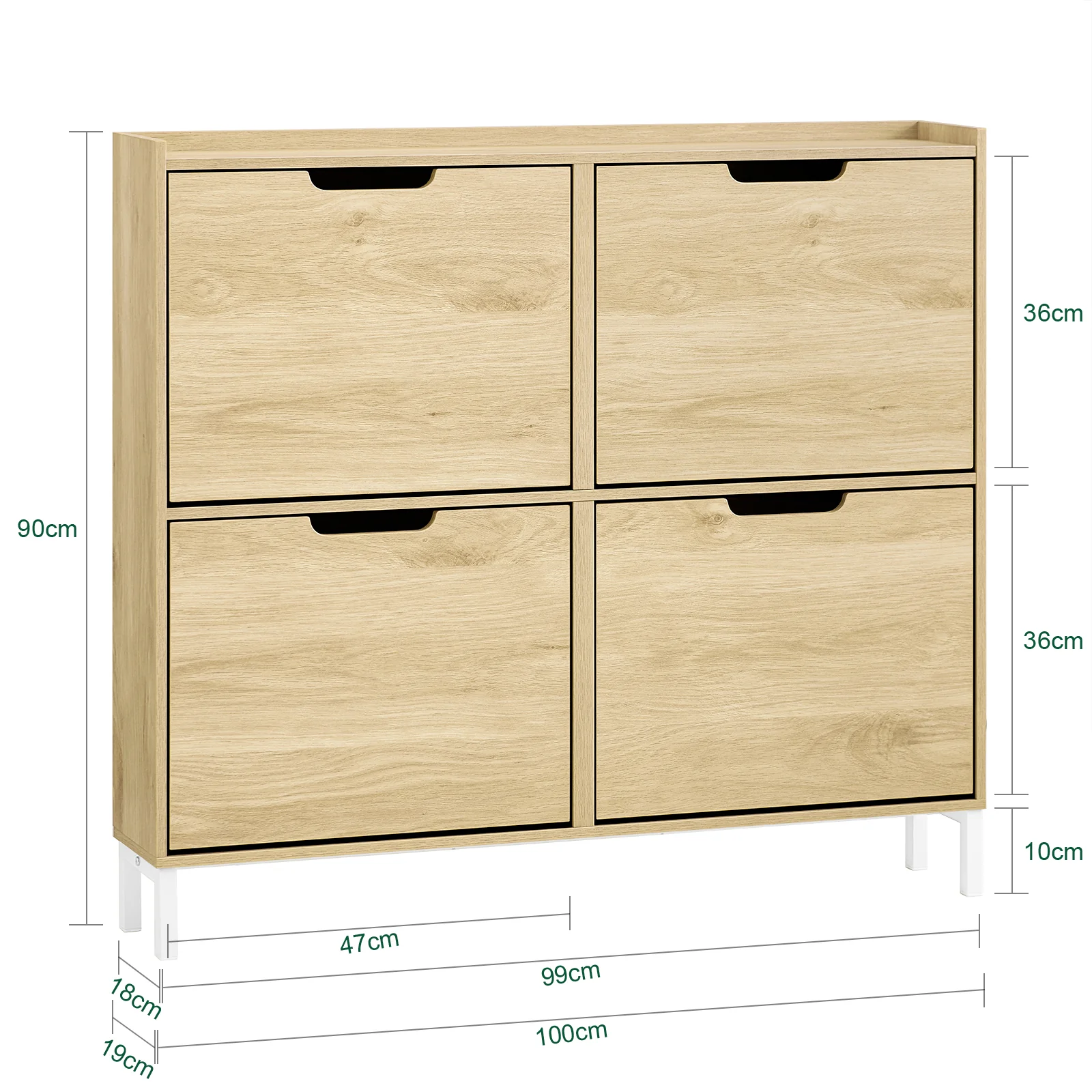 SoBuy FSR100-N Schoenenkast met 4 Kleppen – Smalle Schoenenkast voor Hal of Gang – Compact Schoenenmeubel 100x19x91cm – Hout kleur - Image 5