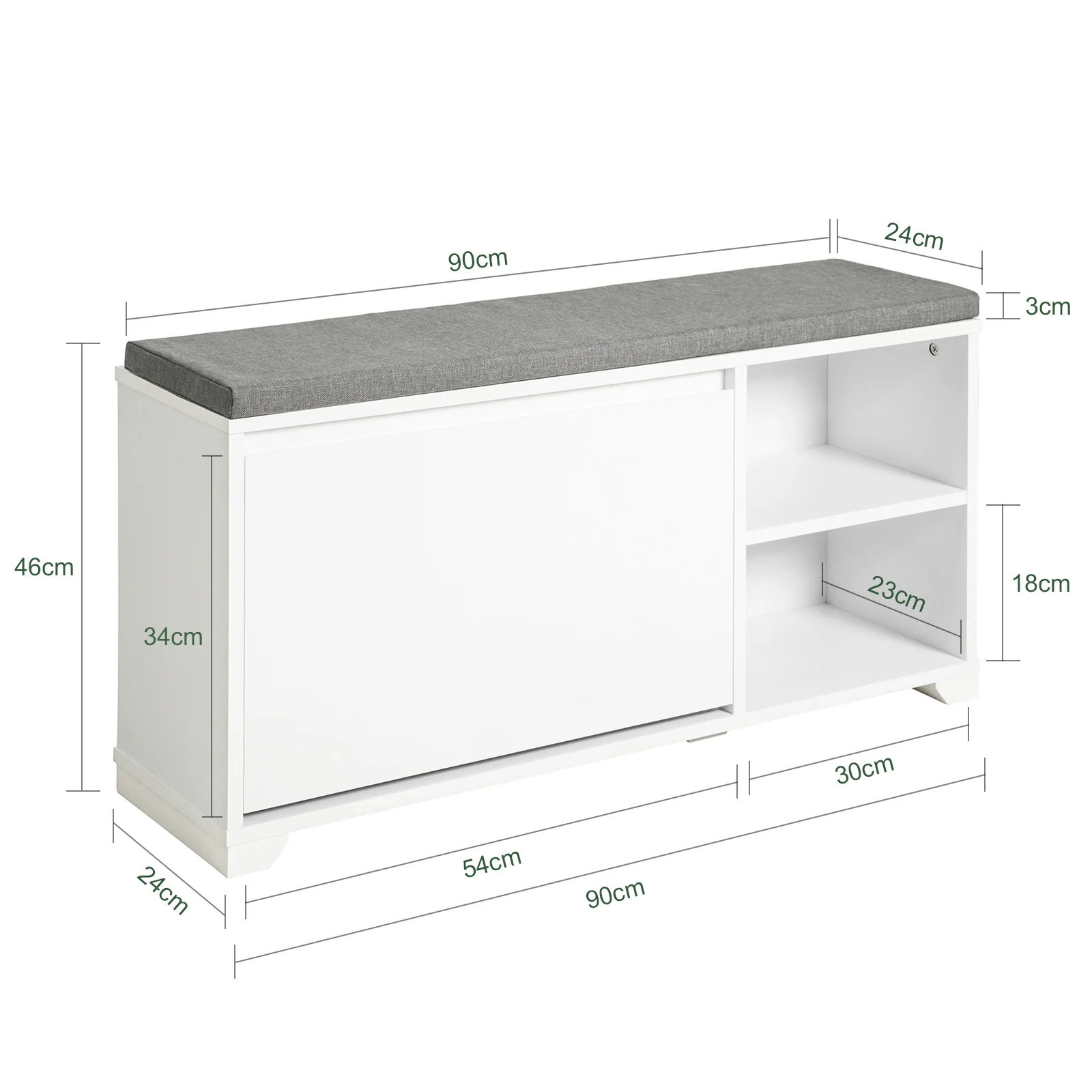 SoBuy FSR119-W Shoe Rekken Schoenbank met zitkussen Borstbank Zitbank met opbergruimte Garderobebank halenbank Schoenkist Zitcommode - Image 5