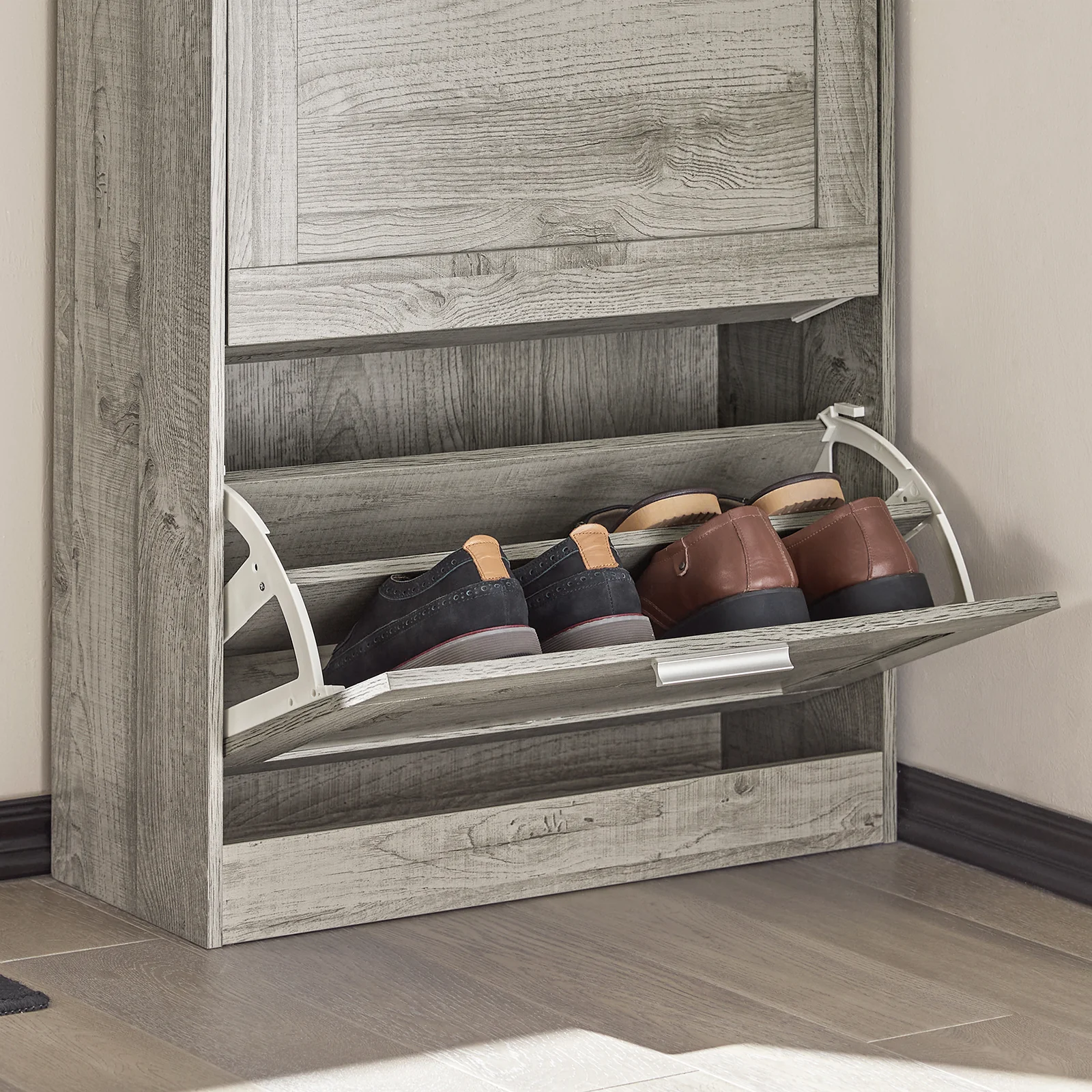 SoBuy FSR137-HG schoenenrek schoenenkast met 2 kleppen schoenenrek smal schoenencommode - Image 10