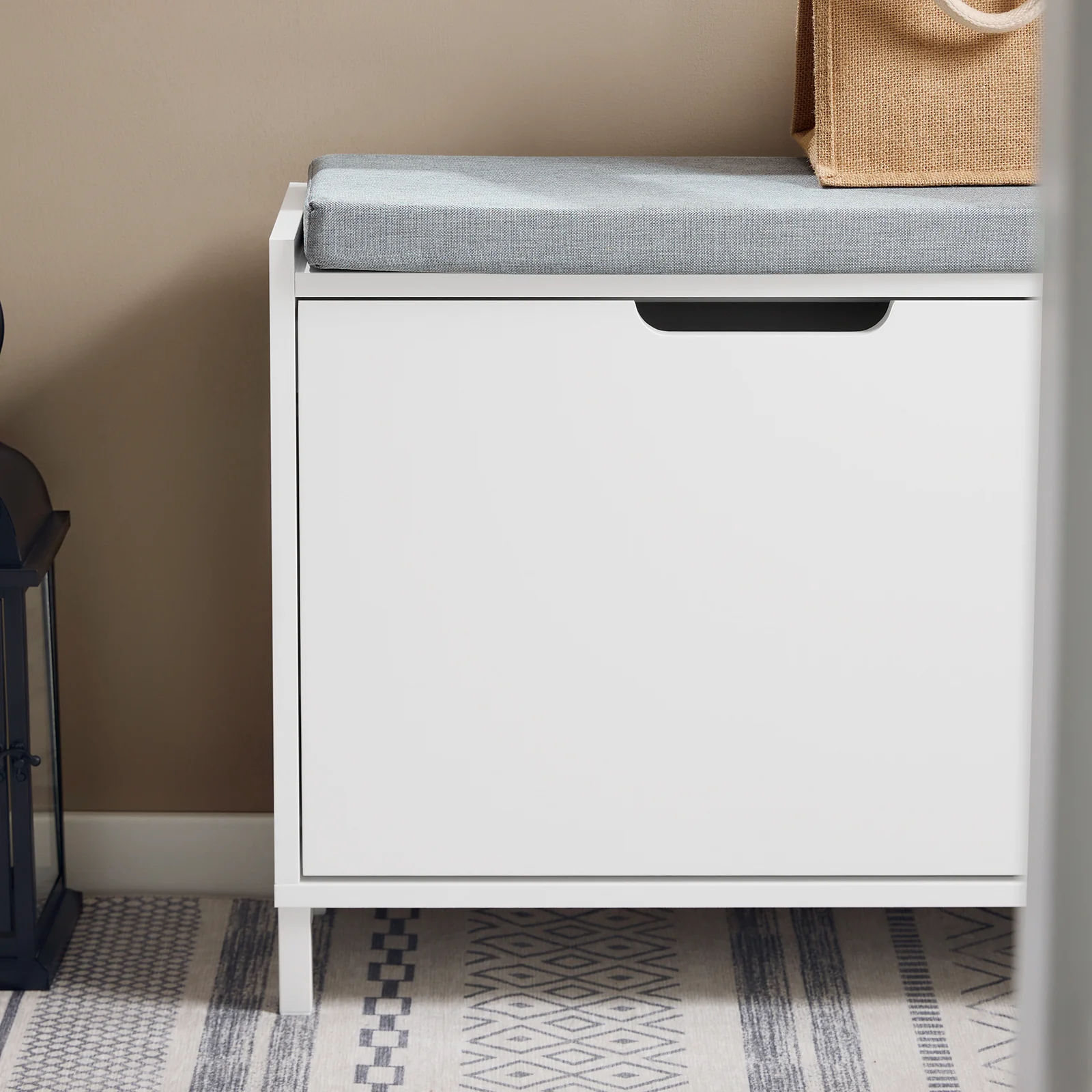 SoBuy FSR151-K-W Schoenenbank met Zitkussen & Opklapbaar Opbergvak – Smalle Schoenenkast voor Hal – 60×24×52 cm – Wit - Image 10