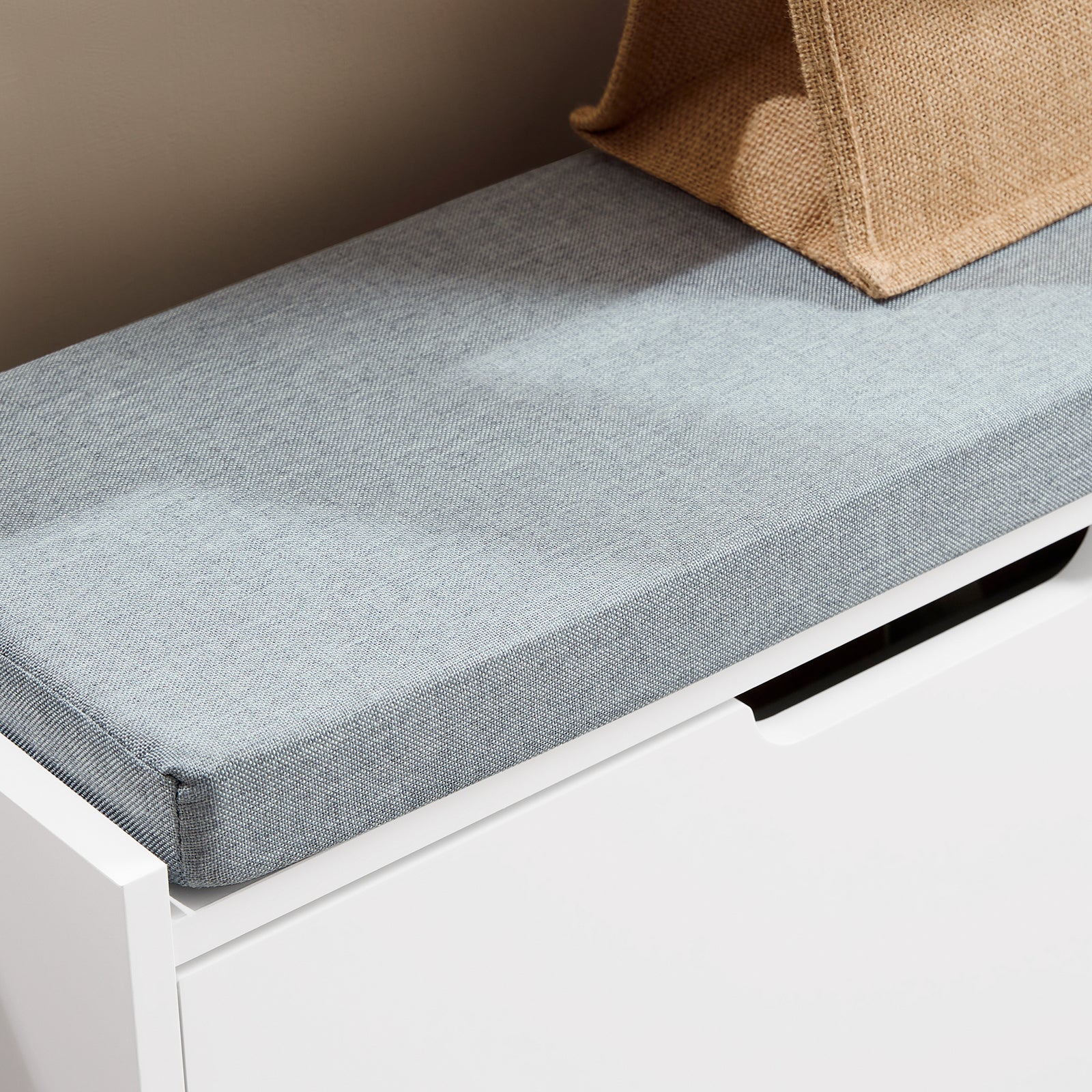 SoBuy FSR151-K-W Schoenenbank met Zitkussen & Opklapbaar Opbergvak – Smalle Schoenenkast voor Hal – 60×24×52 cm – Wit - Image 11