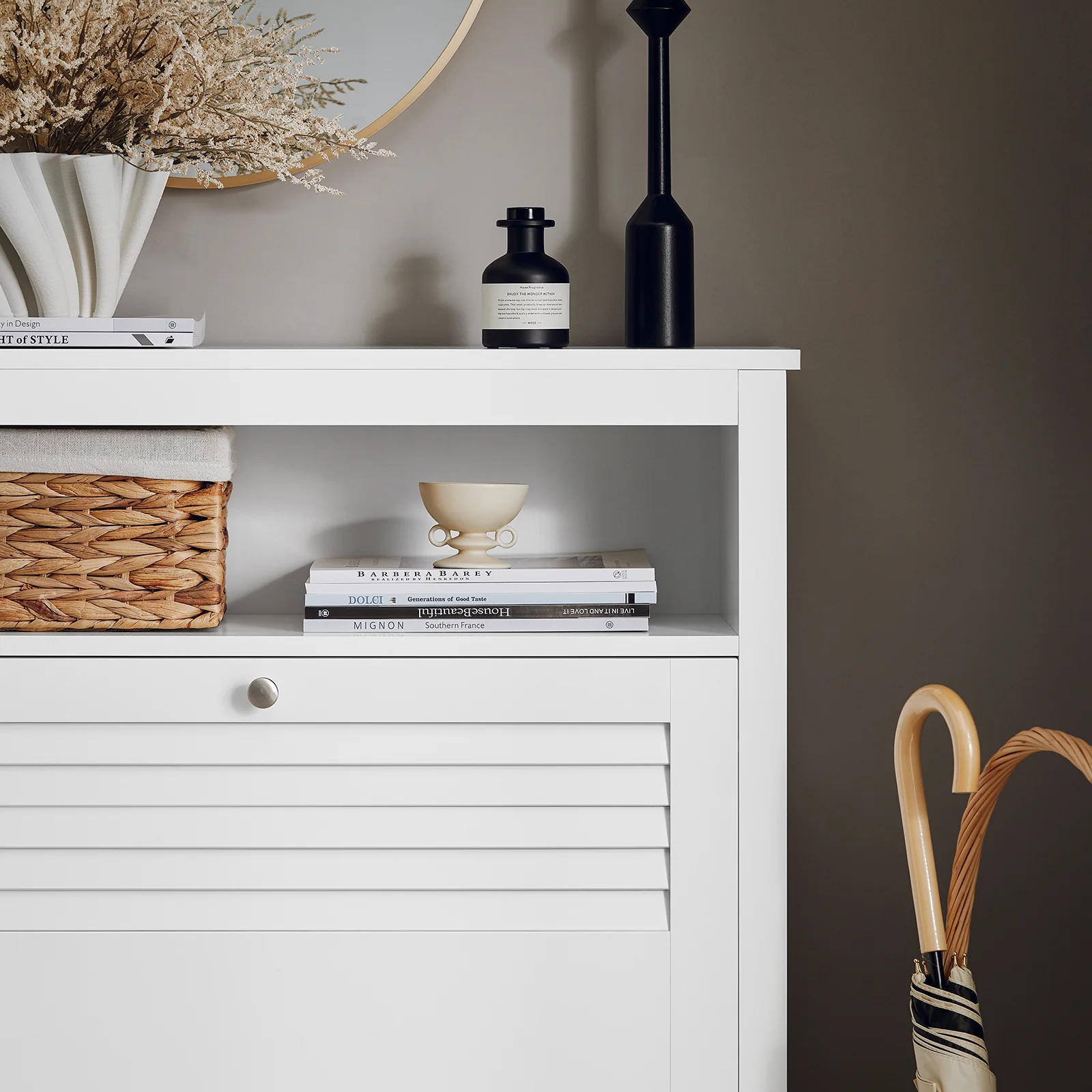 SoBuy FSR152-W Schoenenkast met 2 Kleppen – Smalle Schoenenopberger voor Hal of Slaapkamer – 80 x 25 x 108 cm – Ruimtebesparend & Stijlvol - Image 12