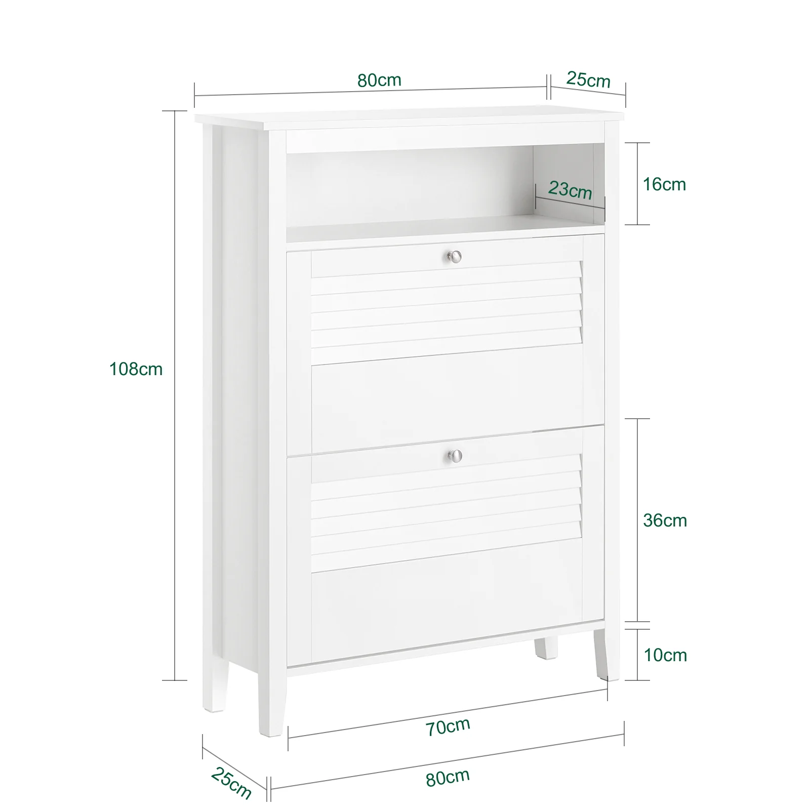SoBuy FSR152-W Schoenenkast met 2 Kleppen – Smalle Schoenenopberger voor Hal of Slaapkamer – 80 x 25 x 108 cm – Ruimtebesparend & Stijlvol - Image 5