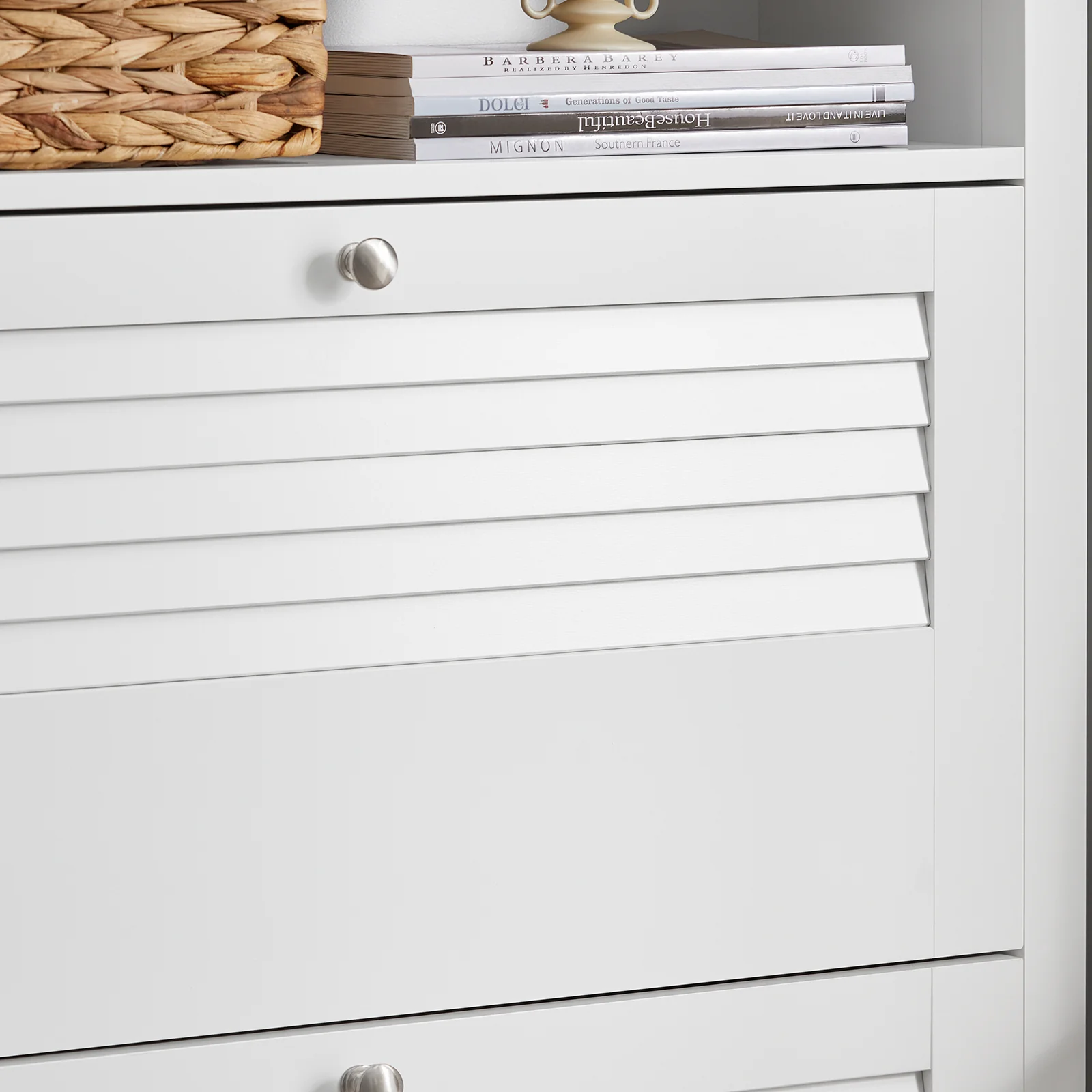 SoBuy FSR152-W Schoenenkast met 2 Kleppen – Smalle Schoenenopberger voor Hal of Slaapkamer – 80 x 25 x 108 cm – Ruimtebesparend & Stijlvol - Image 8