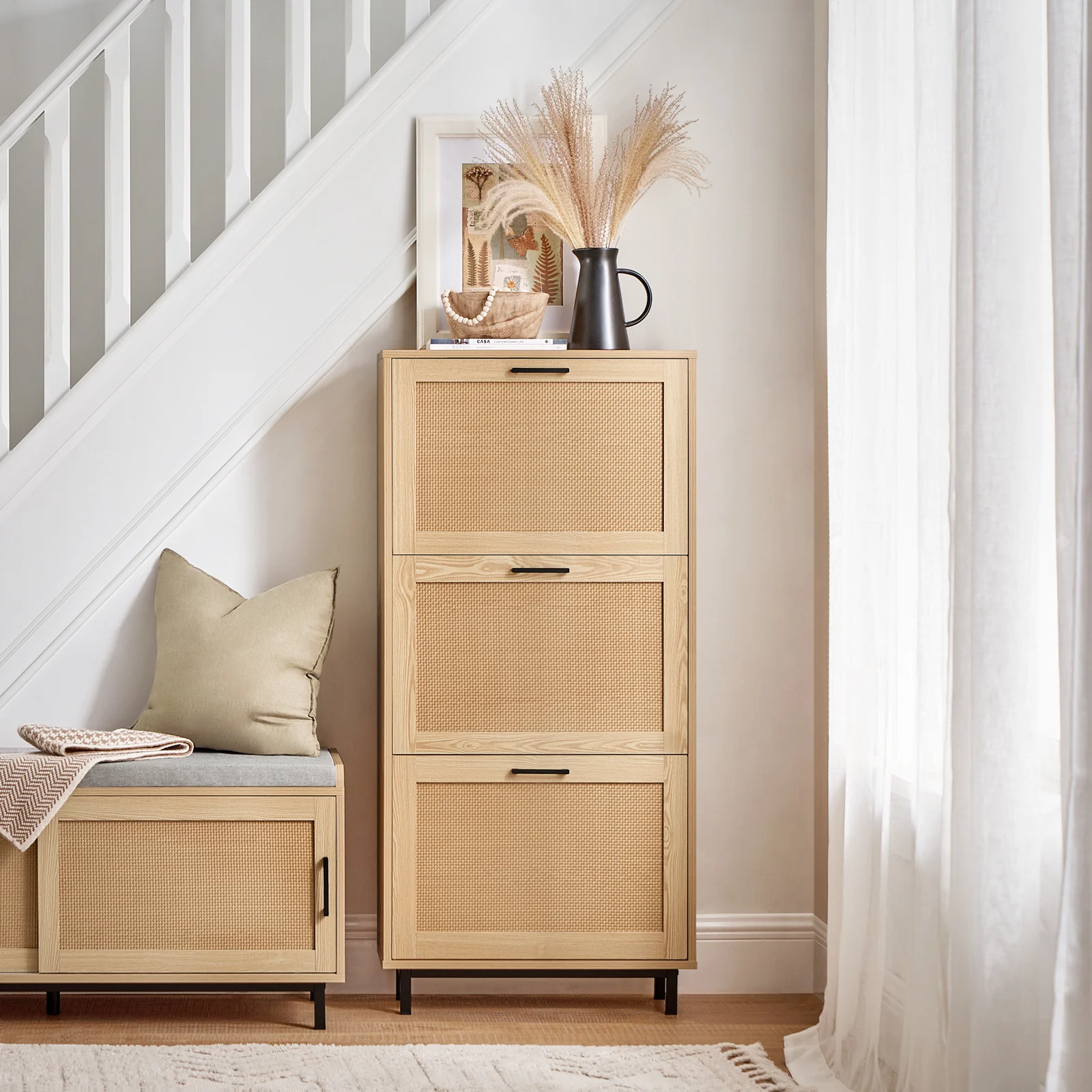 SoBuy FSR155-N Schoenenkast met 3 Kleppen, Schoenencommode, Schoenenrek, Schoenenkist, Gangkast, Opbergkast voor Schoenen - Image 2
