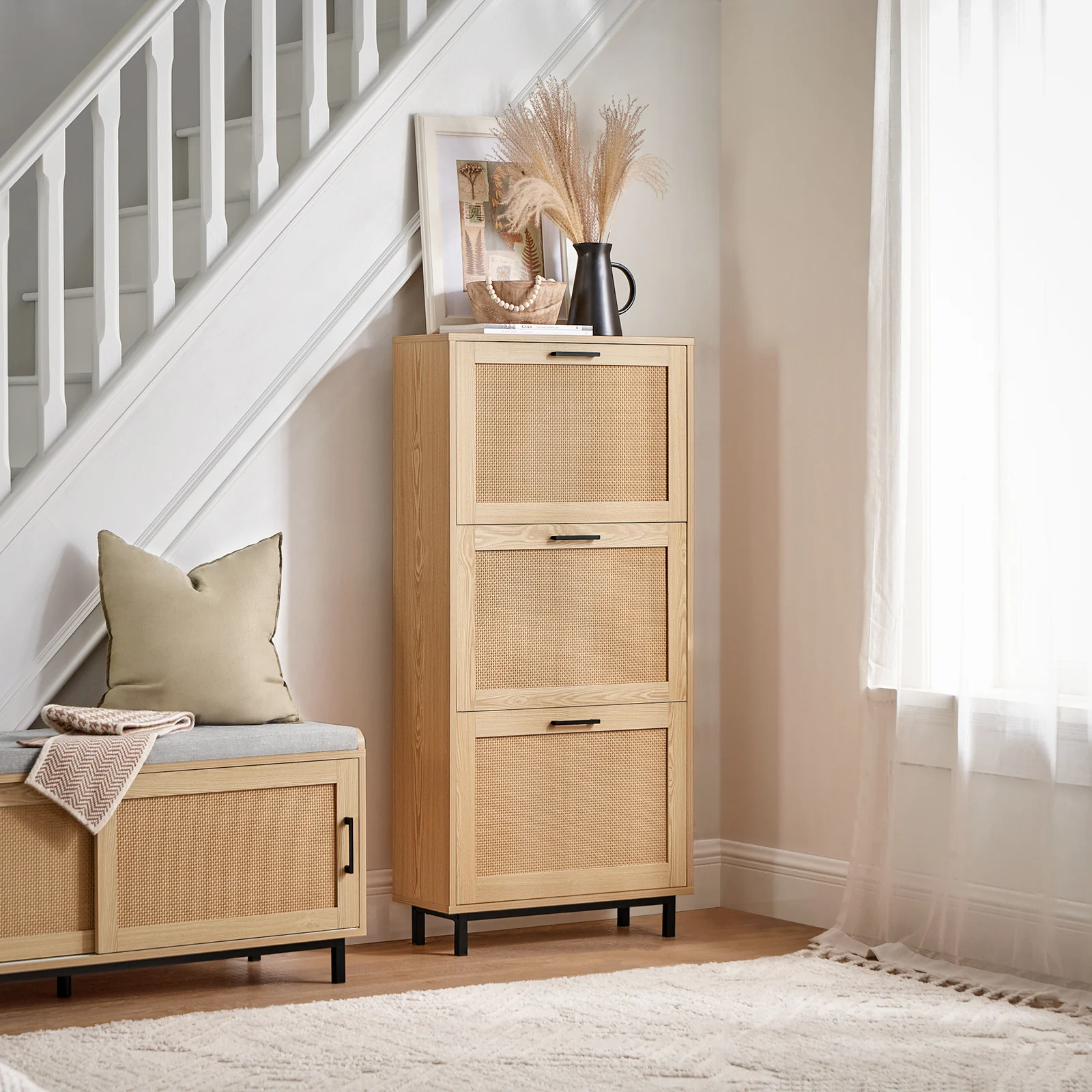 SoBuy FSR155-N Schoenenkast met 3 Kleppen, Schoenencommode, Schoenenrek, Schoenenkist, Gangkast, Opbergkast voor Schoenen - Image 3