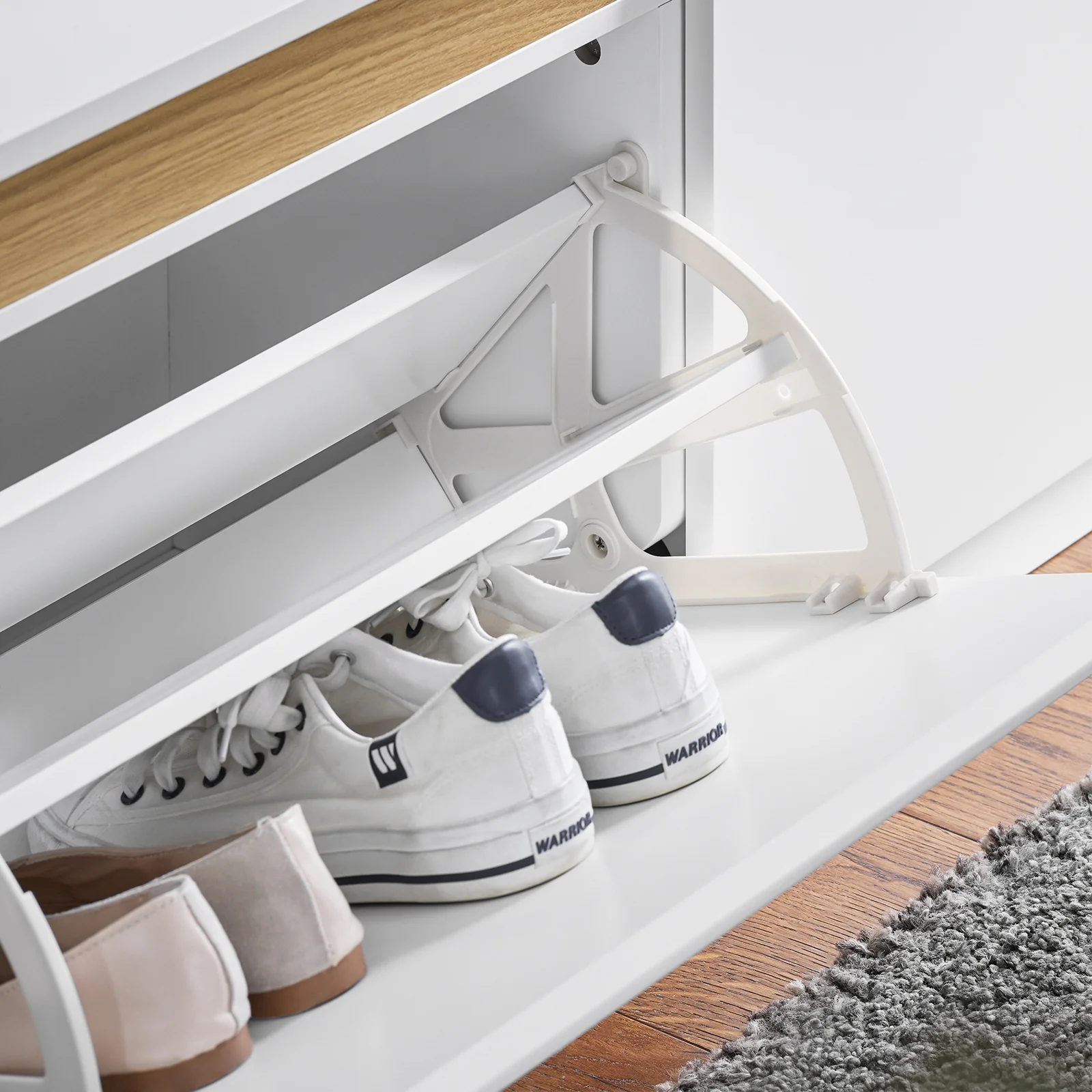 Pre-order SoBuy FSR171-W Schoenenbank met 2 kleppen, ingangskast, schoenenkast met bovenvak, voor entree, woonkamer, slaapkamer - Image 10