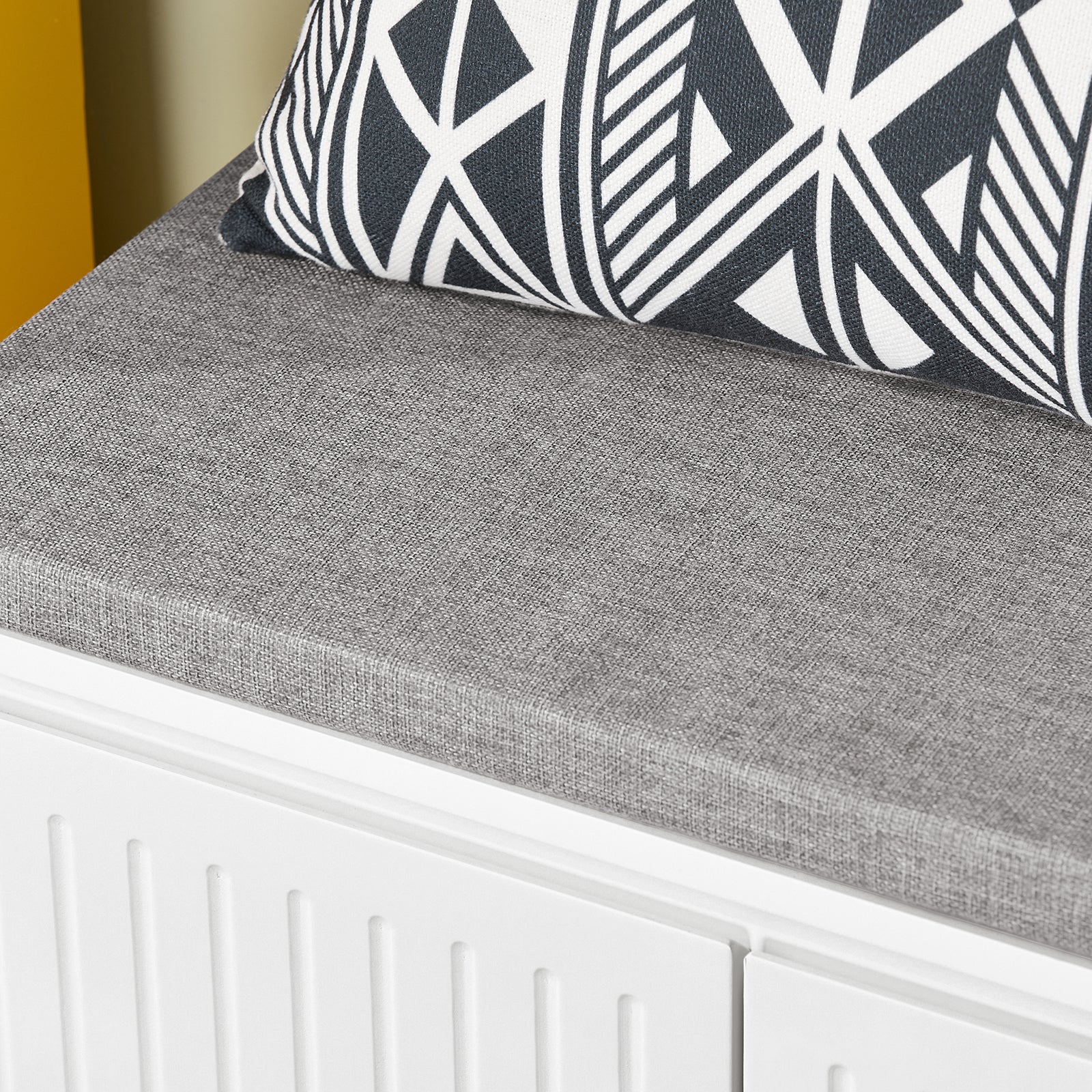 SoBuy FSR172-W Schoenenkast met Zitbank – Schoenenbank voor de Hal met 2 Kussens, 2 Deuren en 1 Lade – Draagvermogen 181 kg, Wit, 100×35×42 cm  [Ontworpen voor het hele gezin] - Image 12