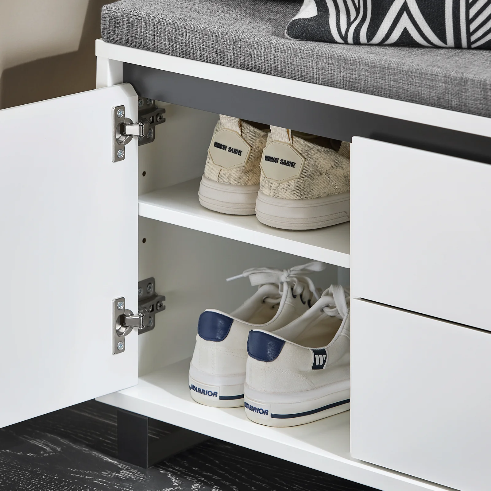 SoBuy FSR176-W Schoenbank met zitvlak schoenenkast schoenenrek met zitbank plankbank schoenenkist zitcommode smal wit - Image 10
