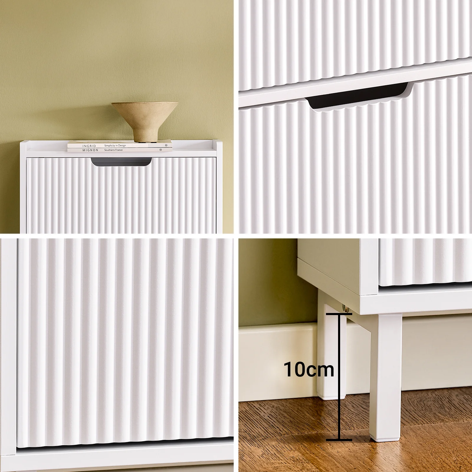 SoBuy FSR177-H-W Smalle Schoenenkast met 3 Kleppen – Modern Entree Schoenenmeubel, Ruimtebesparend & Hoog, 50x19x130 cm, Wit - Image 7