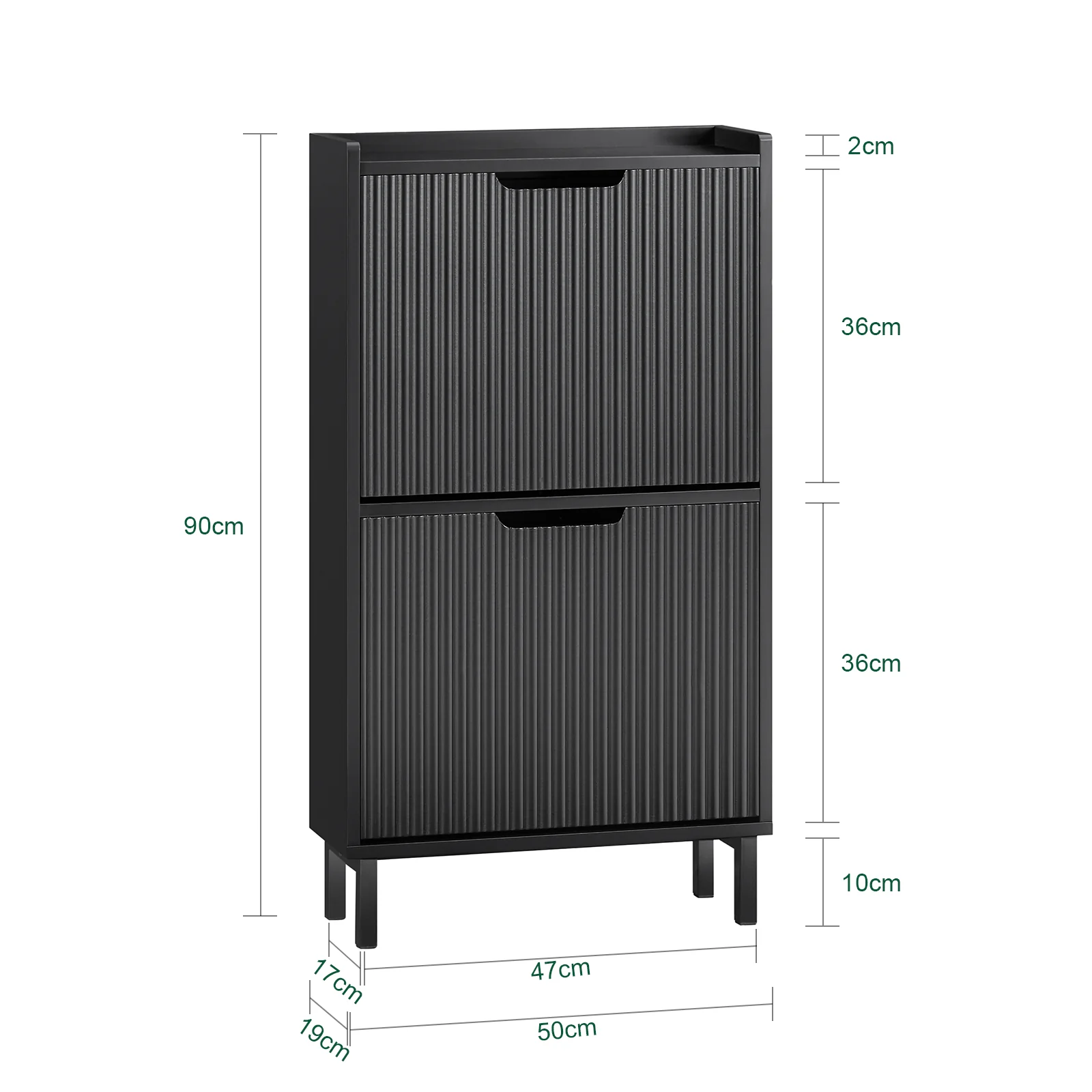 SoBuy FSR177-SCH Schoenenkast met 2 Opendekken, Moderne Schoenenopberger, Compacte Opbergkast voor Schoenen, Smalle Schoenenopberger voor Kleine Ingangen of Gang 50x19x90cm Zwart - Image 5