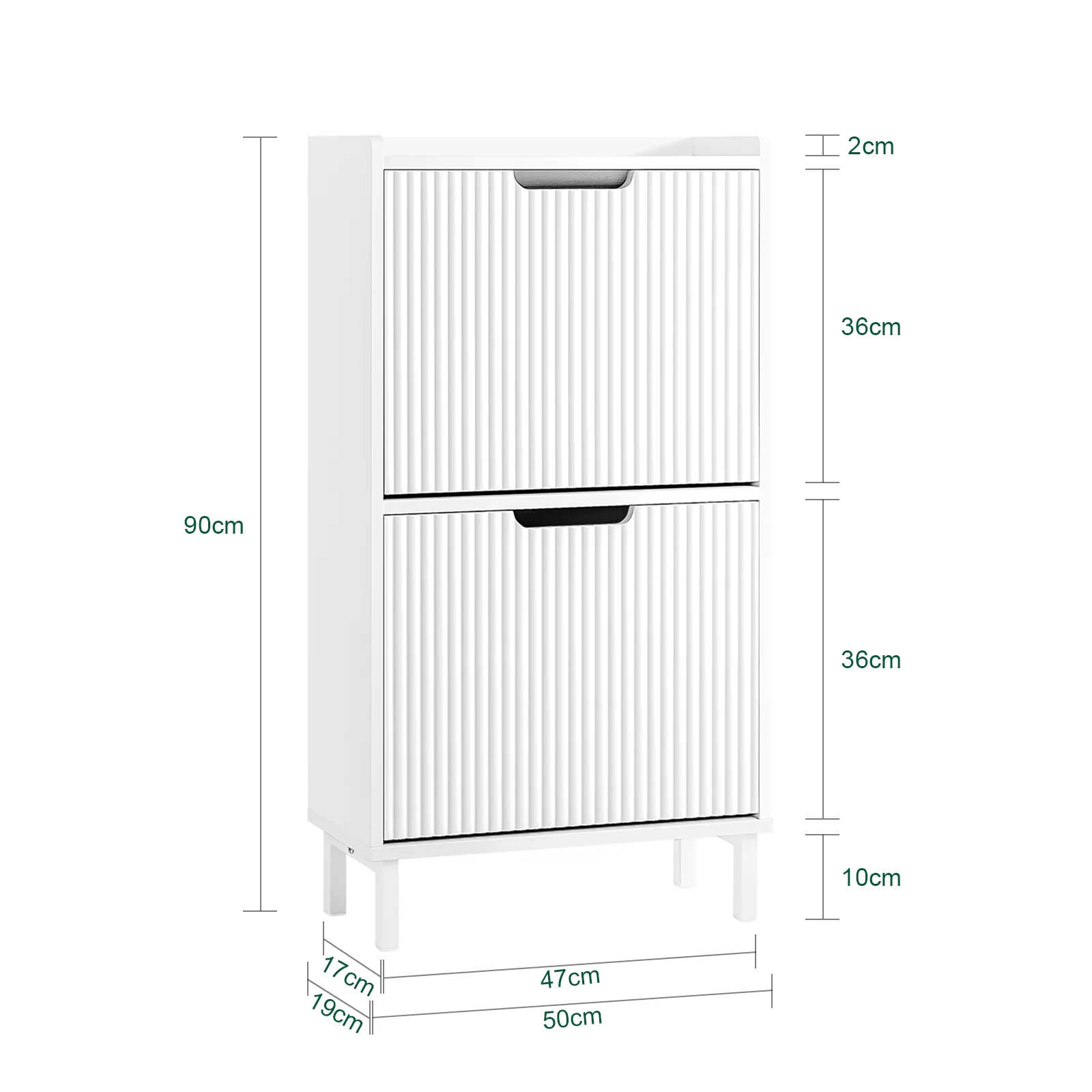 Pre-order SoBuy FSR177-W Smalle Schoenenkast met 2 Kleppen – Moderne Entree Schoenenopberger van MDF, Compact & Ruimtebesparend, 50x19x90 cm, Wit - Image 5