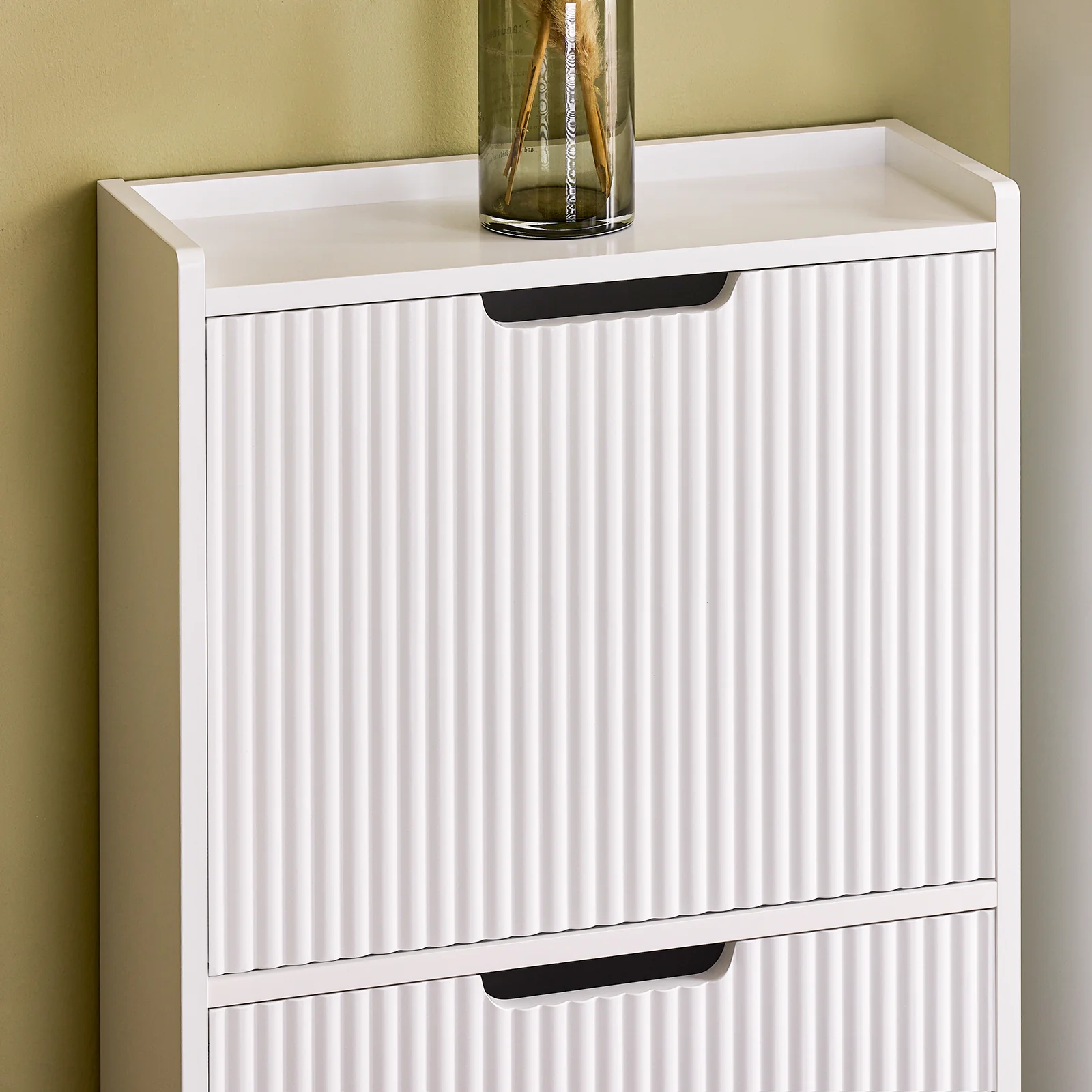 Pre-order SoBuy FSR177-W Smalle Schoenenkast met 2 Kleppen – Moderne Entree Schoenenopberger van MDF, Compact & Ruimtebesparend, 50x19x90 cm, Wit - Image 6