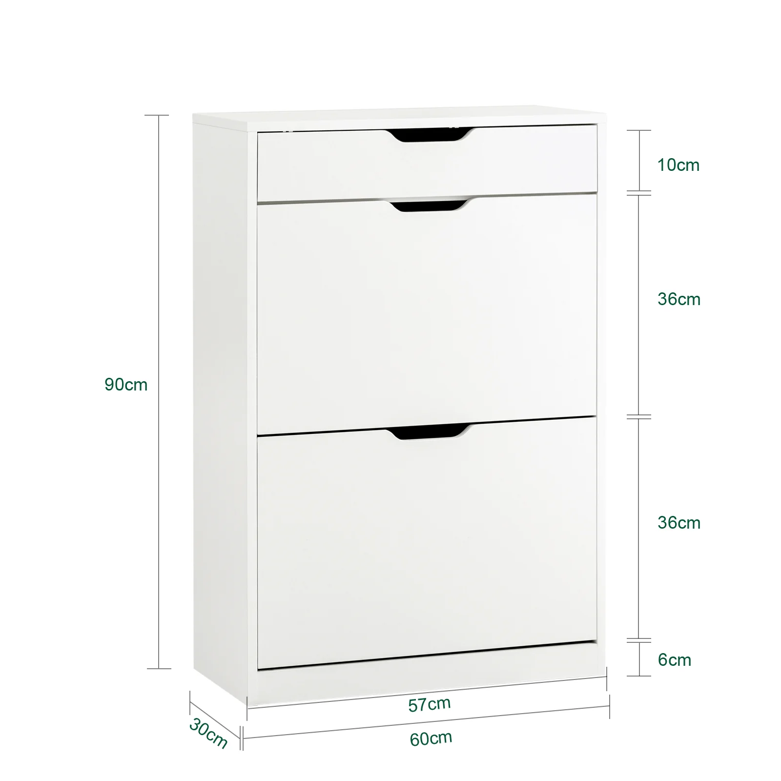 SoBuy FSR180-W Schoenenkast met 2 Klapdeuren & 1 Lade – Modern Meubel voor Hal, Gang of Slaapkamer, L60xP30xH90 cm, Wit - Image 5