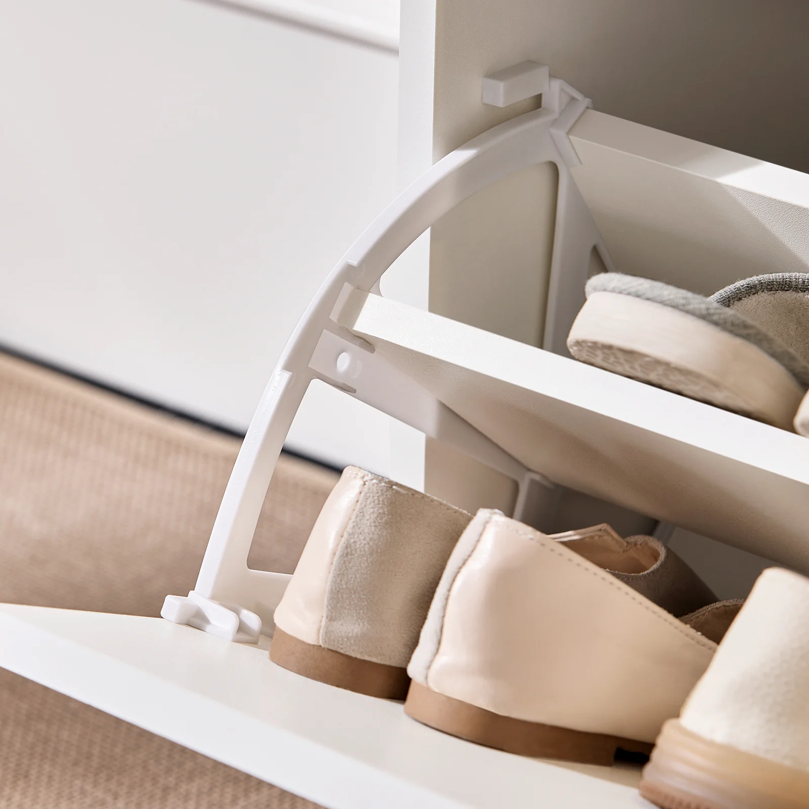 SoBuy FSR180-W Schoenenkast met 2 Klapdeuren & 1 Lade – Modern Meubel voor Hal, Gang of Slaapkamer, L60xP30xH90 cm, Wit - Image 7