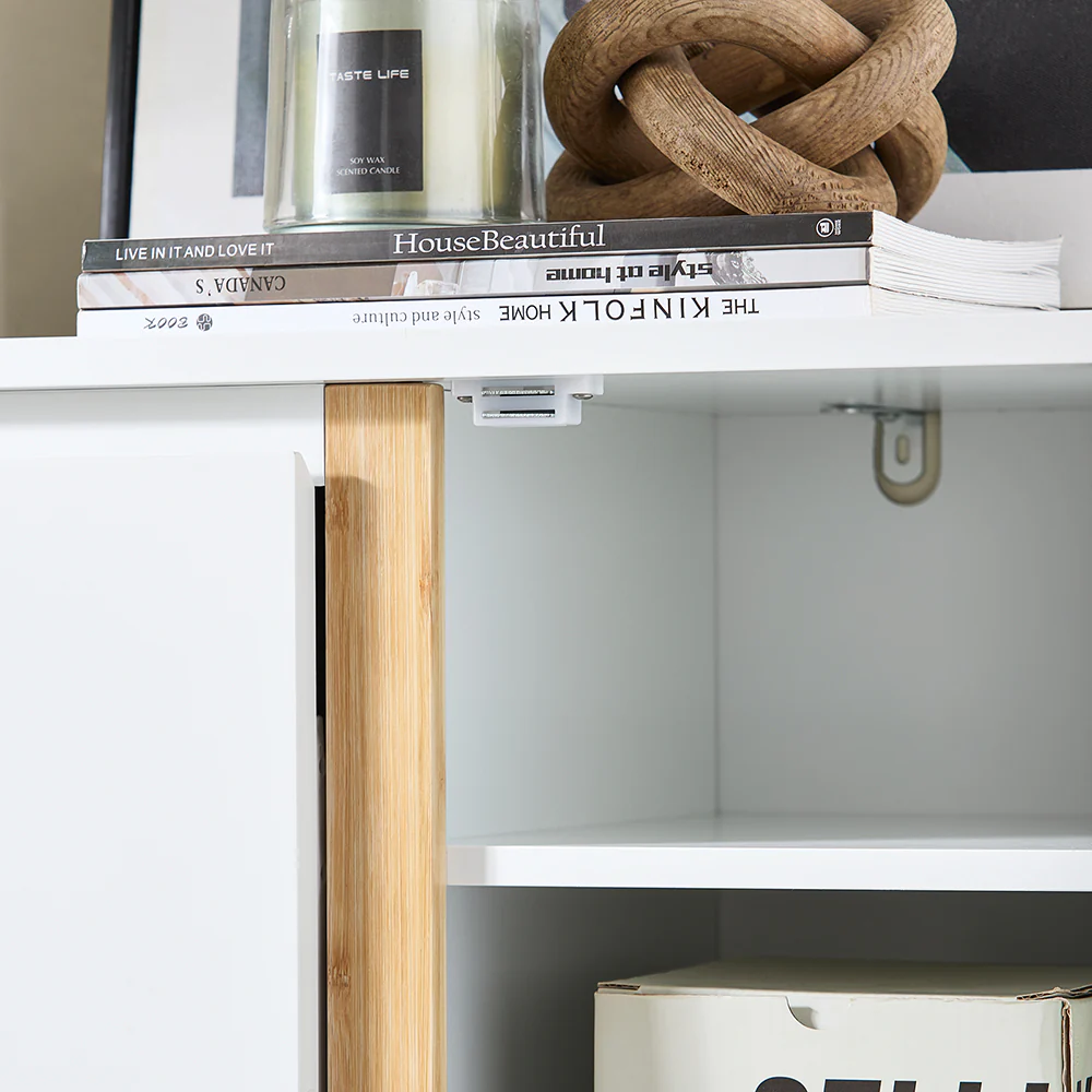 SoBuy FSR189-WN Schoenenkast - Opbergmeubel voor Schoenen met 3 Opendelen & 1 Deur – Grote Opbergruimte voor 20 Paar + Verstelbare Plank – Modern Witte Stijl 80x34x122 cm - Image 10