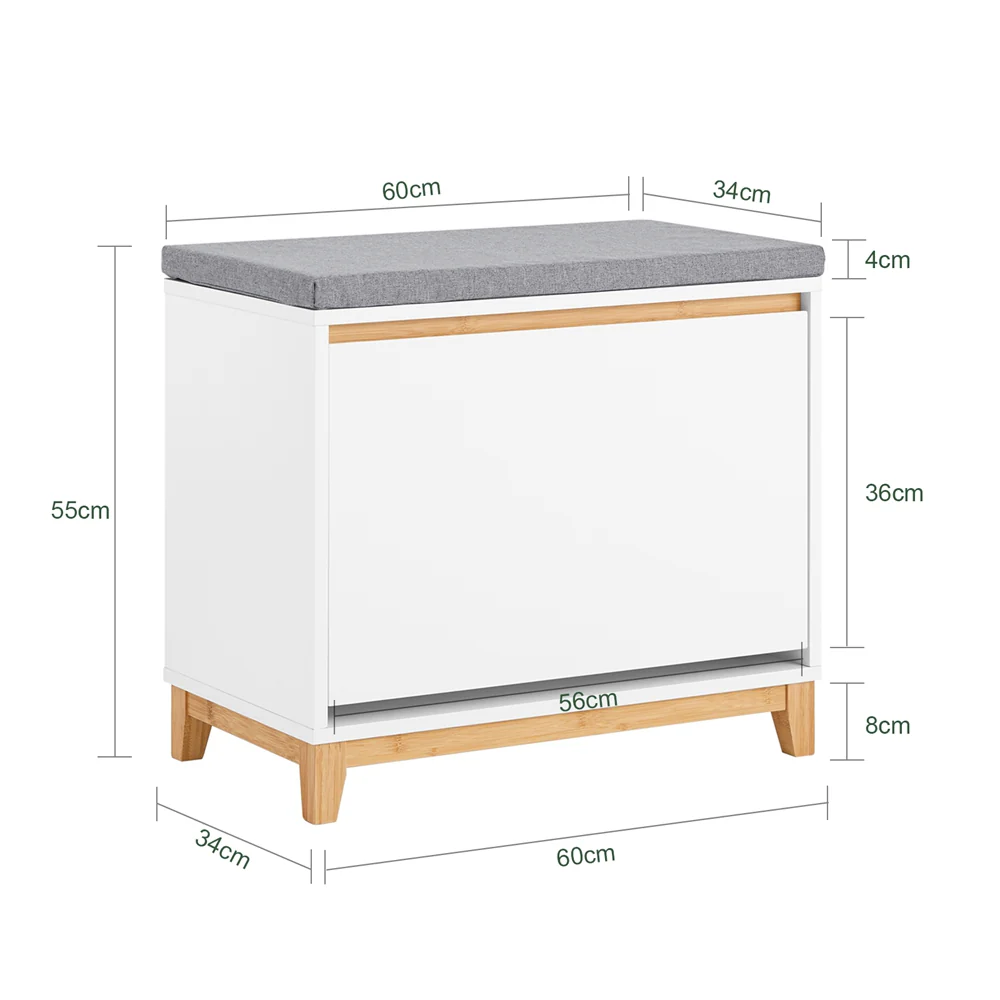 SoBuy FSR191-WN Schoenenbank met 1 klep en 1 kussen - Image 4