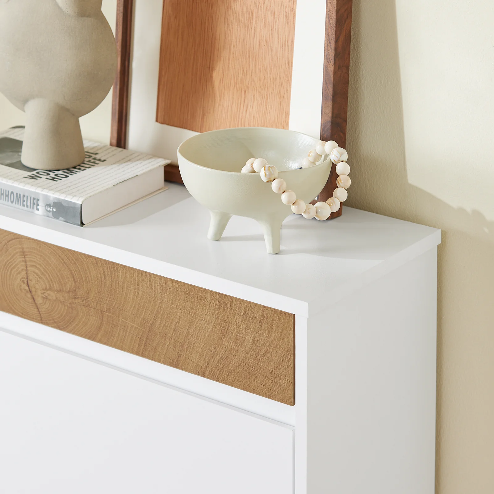 Pre-order SoBuy FSR205-WN Schoenenrek, schoenenkast, entree – compact met lade en kanteldeuren – Scandinavisch design voor entree en hal – wit hout 61 x 26 x 91 cm - Image 7