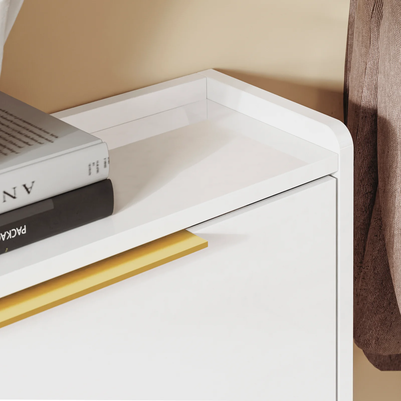 SoBuy FSR206-GW Schoenenkast Ingang – Ultradun 19 cm – Hoogglans Wit en Goud – Voor Hal, Gang, Kleine Ruimte, Met Kantelbeveiliging en Vloerbescherming – 100x19x90 cm - Image 10