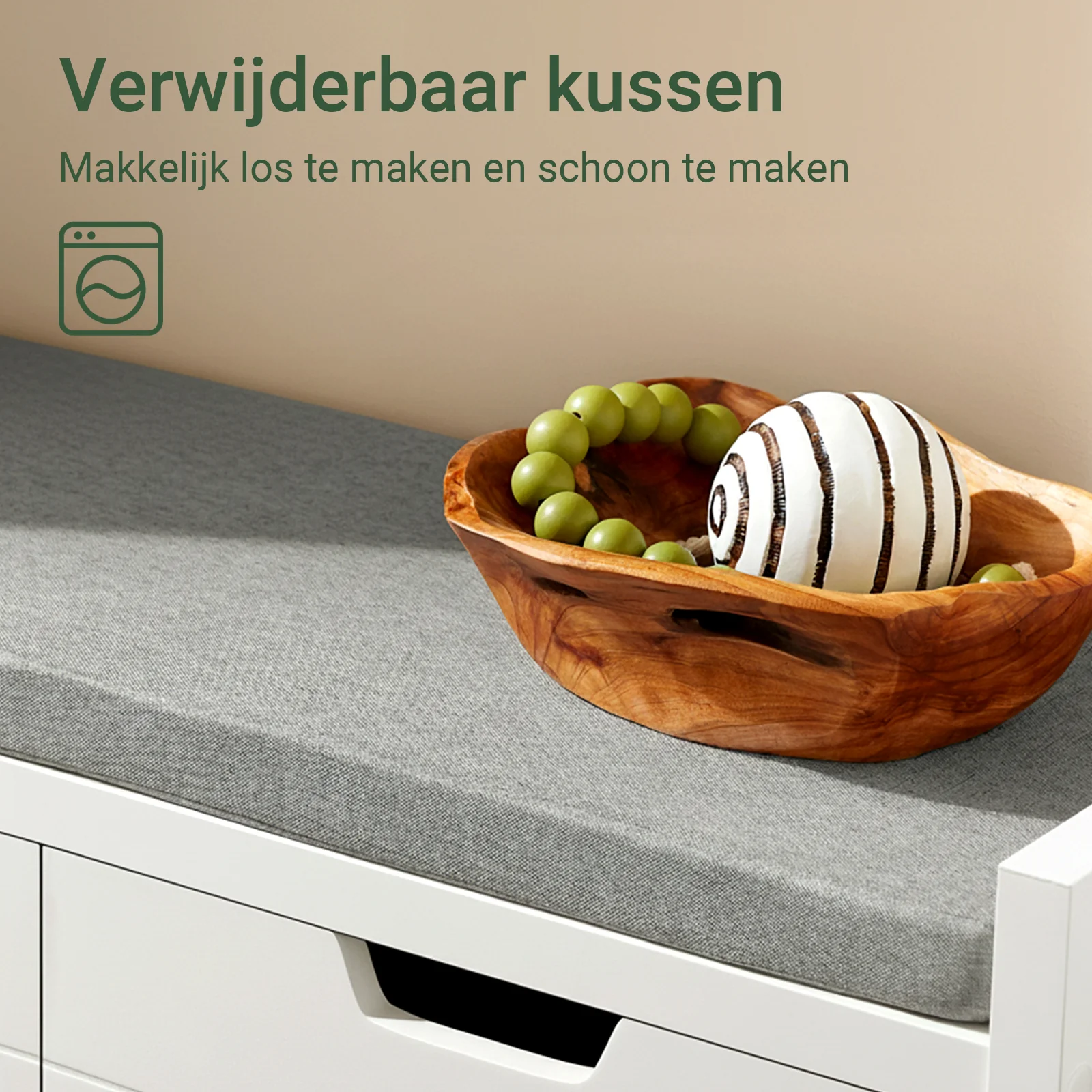 SoBuy FSR63-II-W – Schoenenkast met Zacht Kussen – Opberg Bankje met Deuren, Hoge Draagkracht 150 kg – Wit, 91×30×50 cm - Image 8