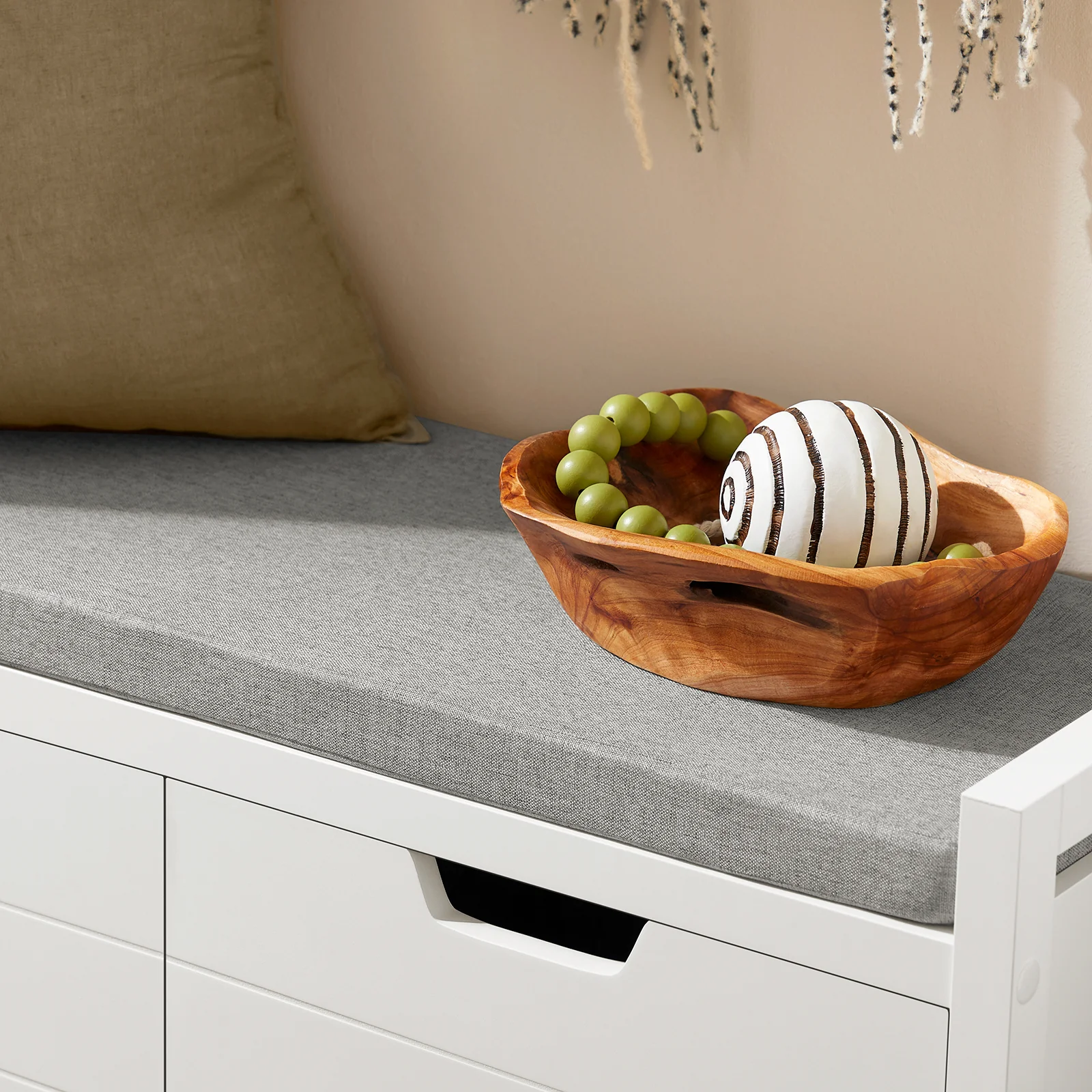 SoBuy FSR63-II-W – Schoenenkast met Zacht Kussen – Opberg Bankje met Deuren, Hoge Draagkracht 150 kg – Wit, 91×30×50 cm - Image 9