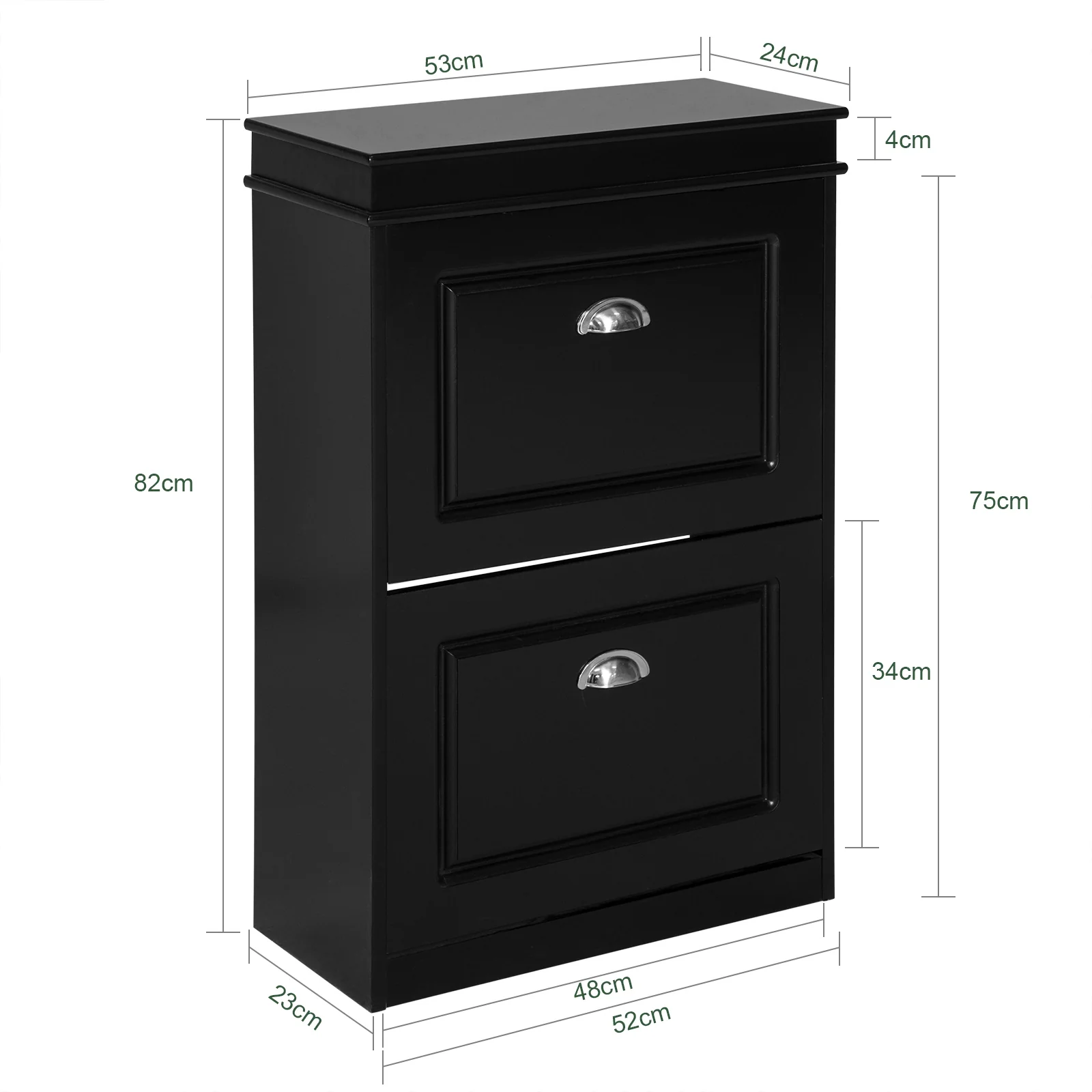 SoBuy FSR78-SCH Schoenenkast met 2 Oprolbare Deuren, Schoenenopslag voor de Hal, 8 Paar Schoenen, 54x24x83 cm, Zwart - Image 5