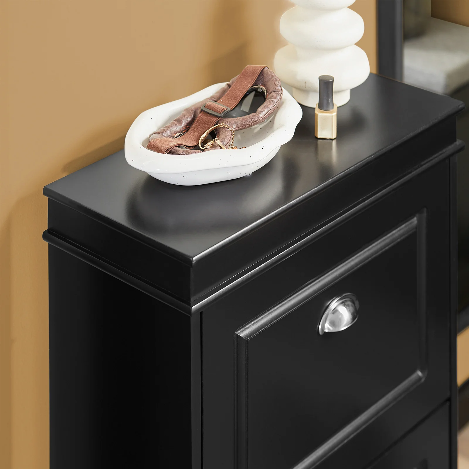 SoBuy FSR78-SCH Schoenenkast met 2 Oprolbare Deuren, Schoenenopslag voor de Hal, 8 Paar Schoenen, 54x24x83 cm, Zwart - Image 9