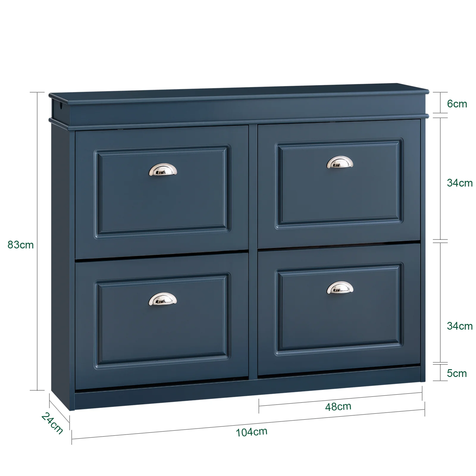 SoBuy FSR79-B Schoenenkast met 4 Kleppen, Schoenenopbergkast voor Hal, Schoenenmeubel, Opbergruimte voor 16 Paar Schoenen, voor Gang en Entree, 105x24x83 cm, Blauw - Image 5