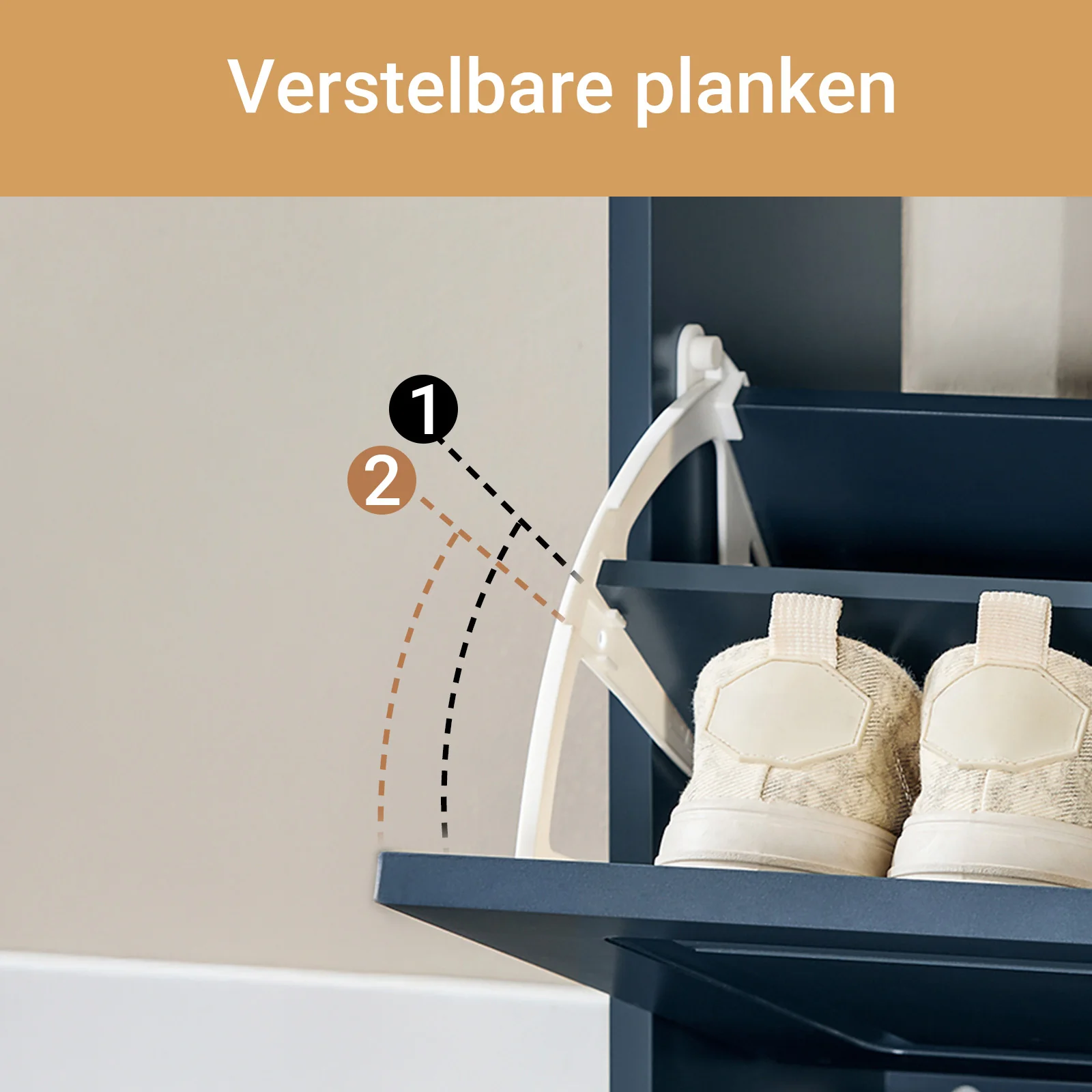 SoBuy FSR79-B Schoenenkast met 4 Kleppen, Schoenenopbergkast voor Hal, Schoenenmeubel, Opbergruimte voor 16 Paar Schoenen, voor Gang en Entree, 105x24x83 cm, Blauw - Image 7