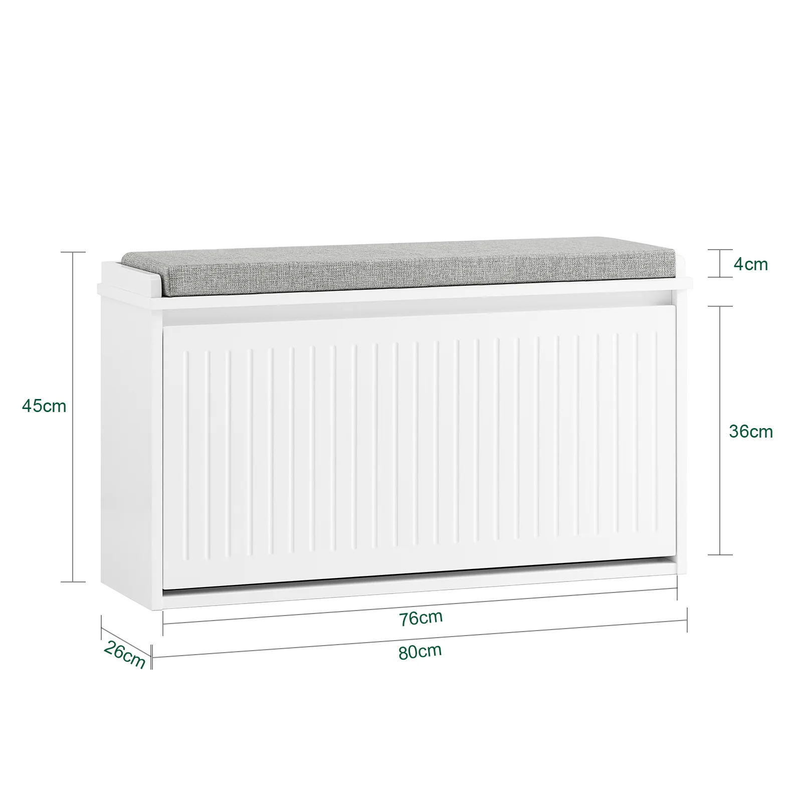 Pre-order SoBuy FSR98-L-W Schoenenbank met Opbergruimte en Gevuld Zitkussen – Modern Schoenenmeubel voor Hal, 80x26x45 cm, Draaggewicht 155 kg, Wit - Image 5