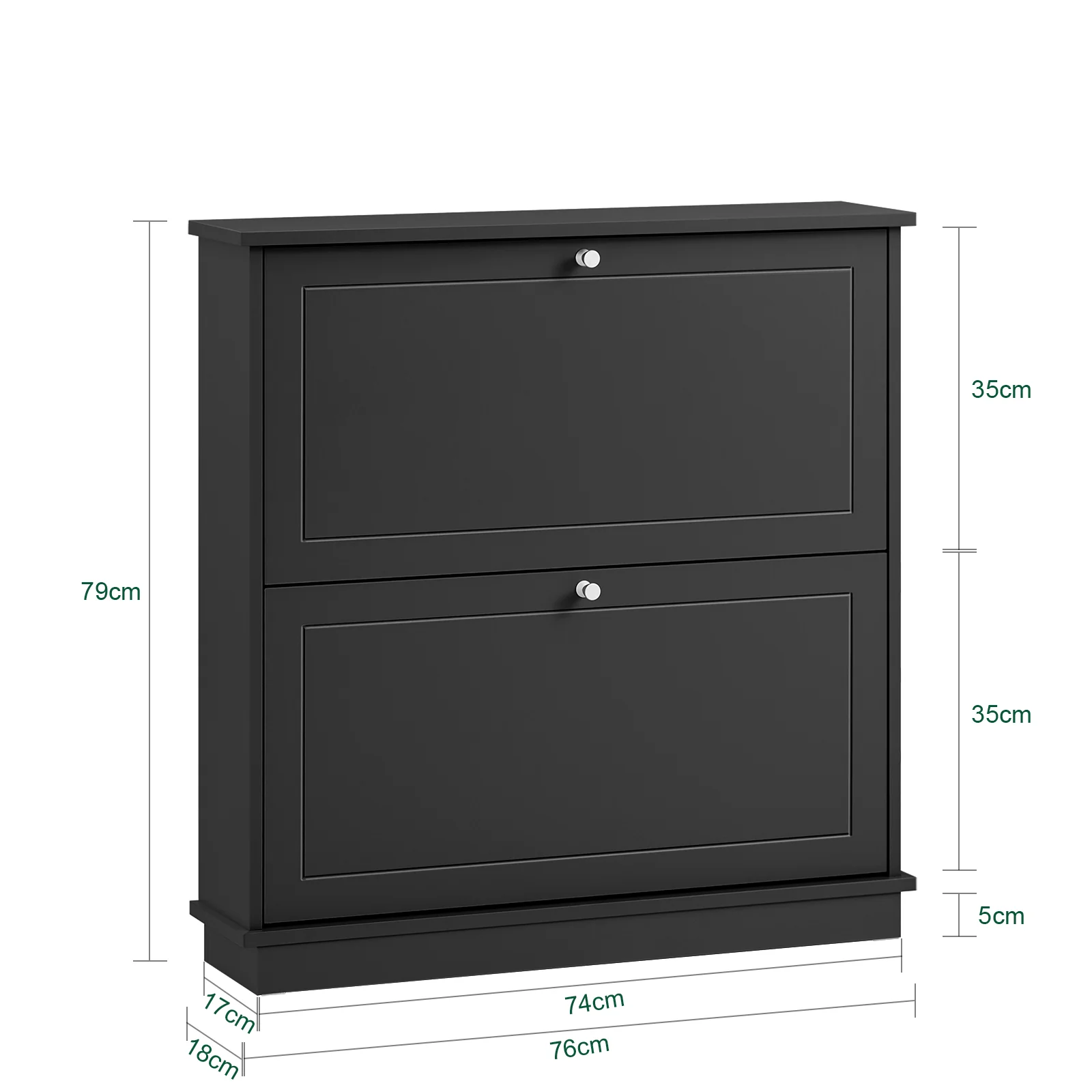 SoBuy FSR99-SCH Schoenenkast – Smal & Stijlvol Schoenenmeubel met 2 Kleppen – Ruimtebesparend Opbergsysteem voor 8–10 Paar Schoenen – Voor Hal of Appartement – Zwart 76x18x78cm - Image 5