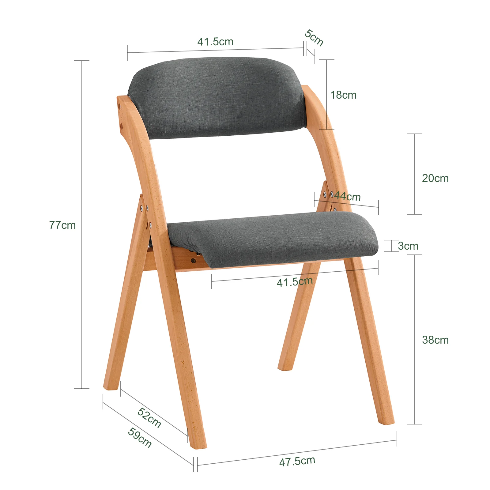 SoBuy FST92-SGx2 Opvouwbare Eetkamerstoelen – Set van 2 | Ergonomisch, Bekleed & Ruimtebesparend | Donkergrijs - Image 5