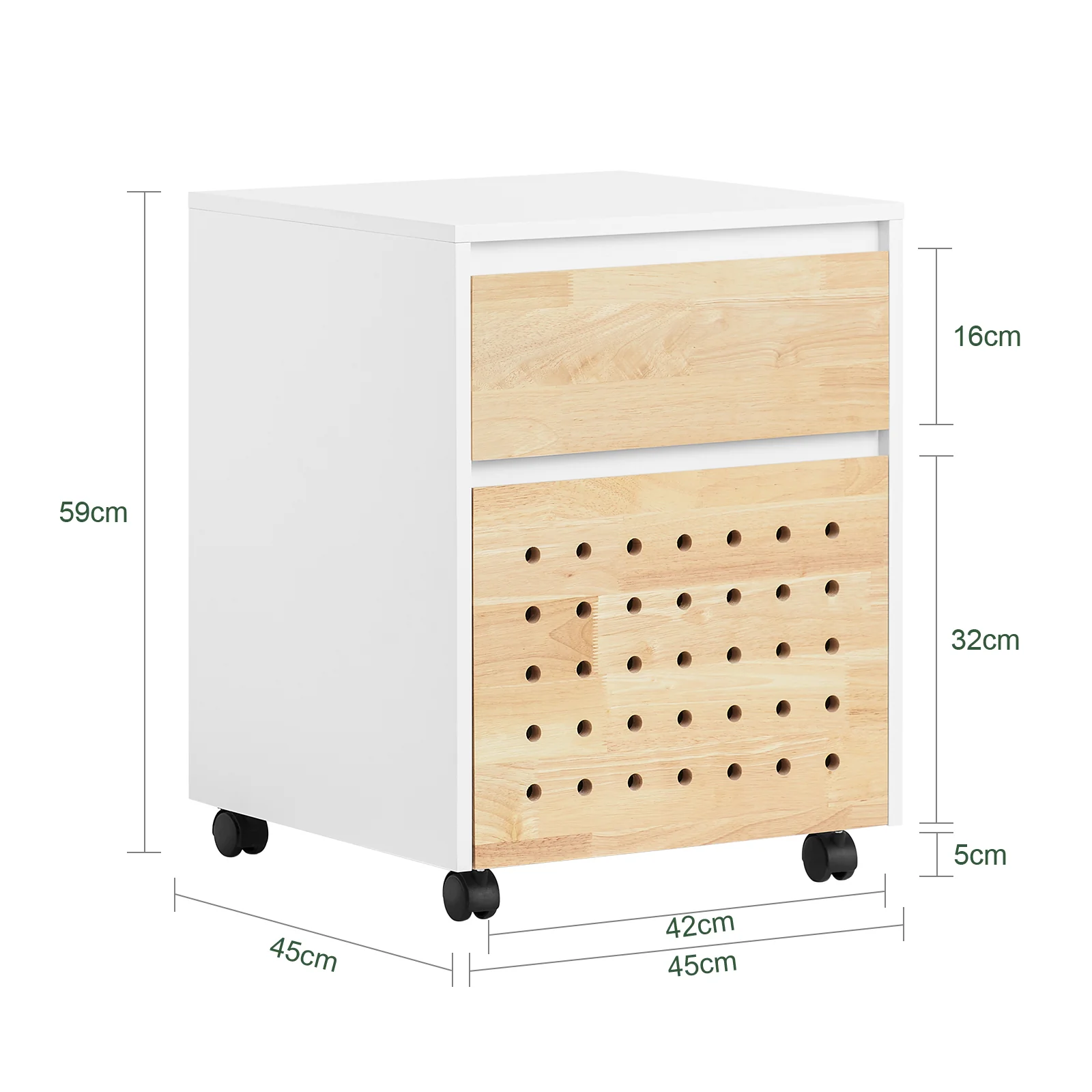 SoBuy ASK06-WN Bureaukast met wieltjes, bureau-organizer, opbergkast, kantoor, met laden, 45 x 45 x 59 cm, wit - Image 5