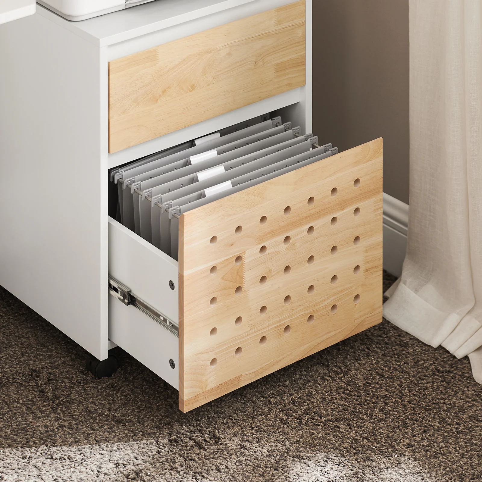 SoBuy ASK06-WN Bureaukast met wieltjes, bureau-organizer, opbergkast, kantoor, met laden, 45 x 45 x 59 cm, wit - Image 7