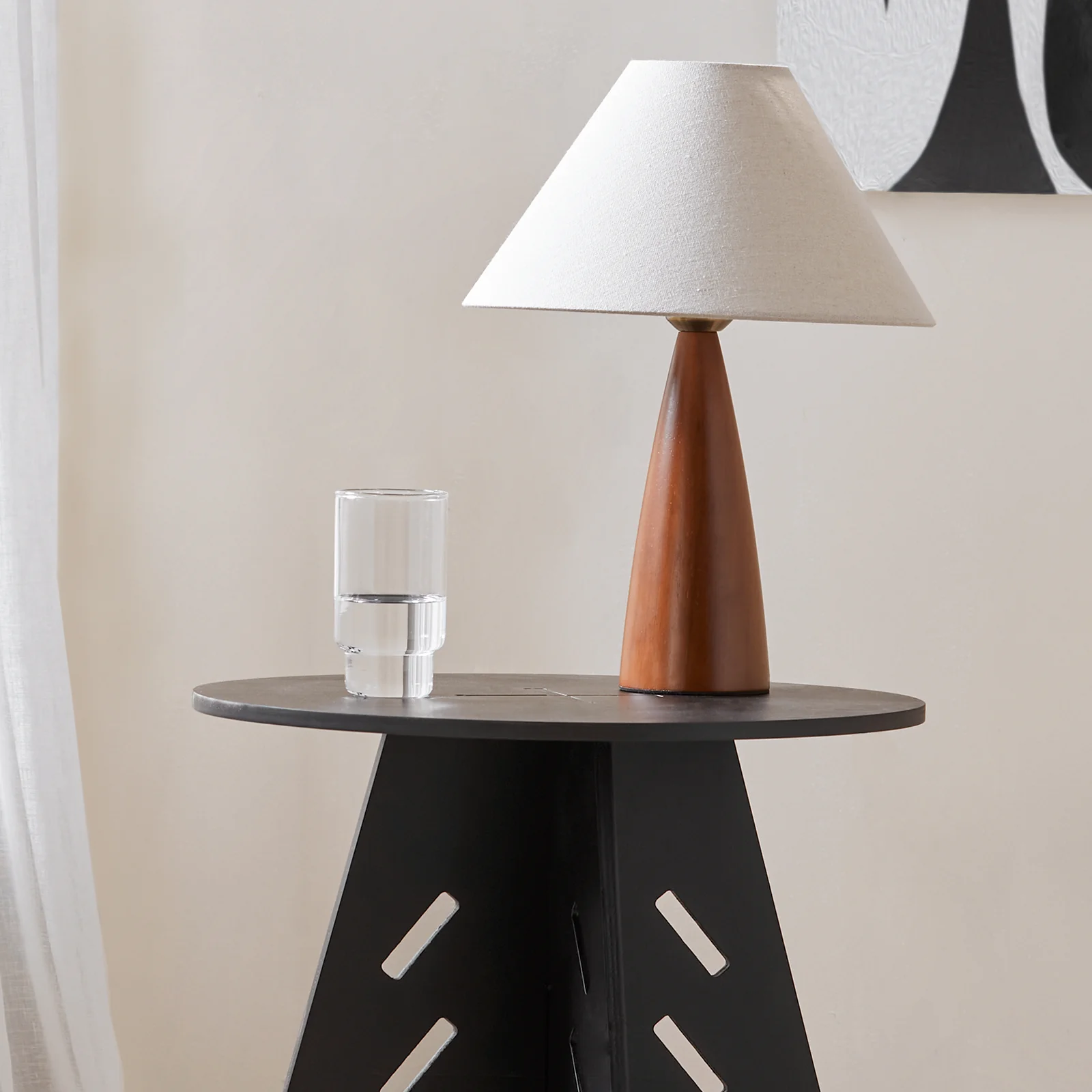 SoBuy HFBT01-SCH Ronde Houten Bijzettafel, Ronde Salontafel, Nachtkastje, Koffietafel, Telefoontafel, voor Woonkamer, Slaapkamer, Structuur Pen-en-Gat, Zwart - Image 6