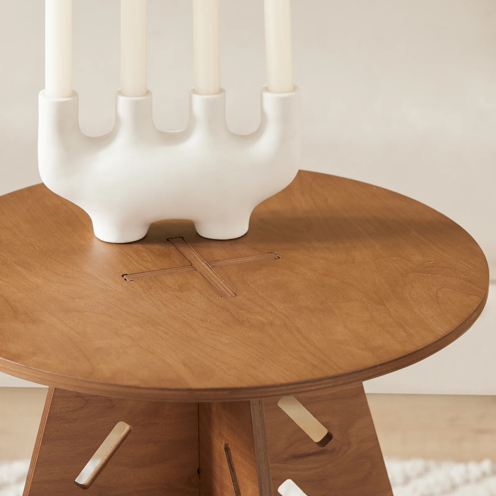 SoBuy HFBT01-BR Ronde Houten Bijzettafel, Ronde Salontafel, Nachtkastje, Koffietafel, Telefoontafel, voor Woonkamer, Slaapkamer, Structuur Pen-en-Gat, Bruin - Image 11